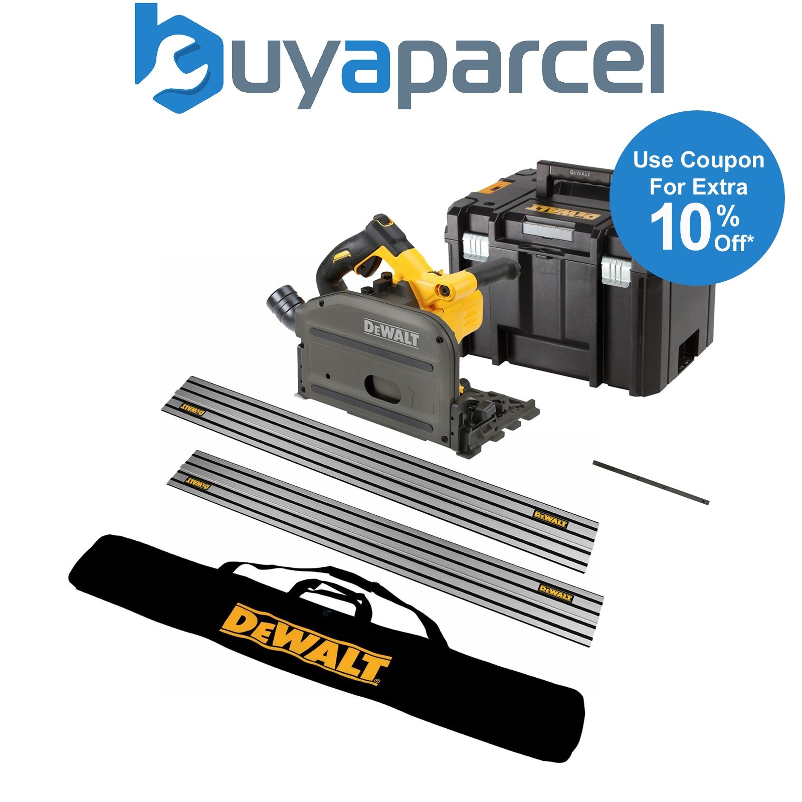 Dewalt DCS520NT 54v XR FLEXVOLT Cordless Plunge Saw - Bare Tool + 2 Guide Rails