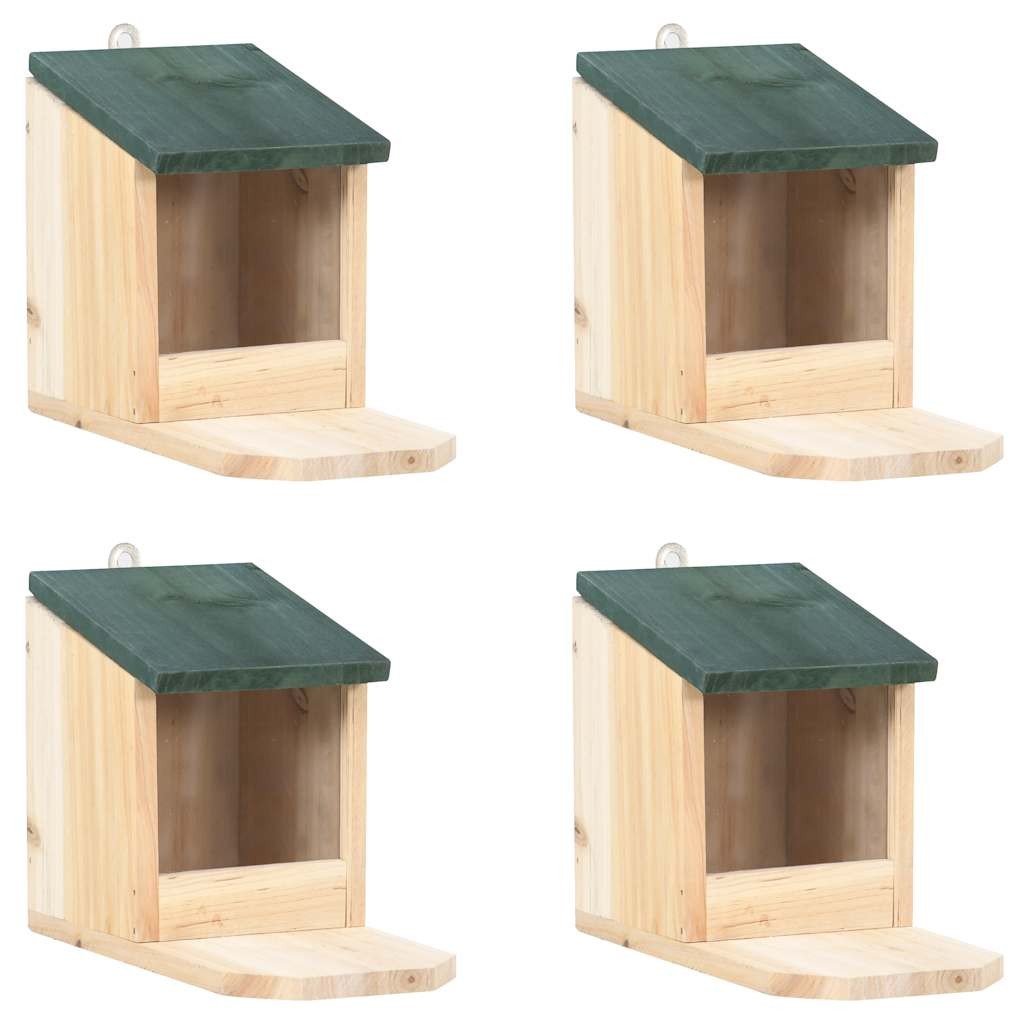 4x Firwood Squirrel Houses Garden Wooden Holder Peanut Butter Feeder vidaXL