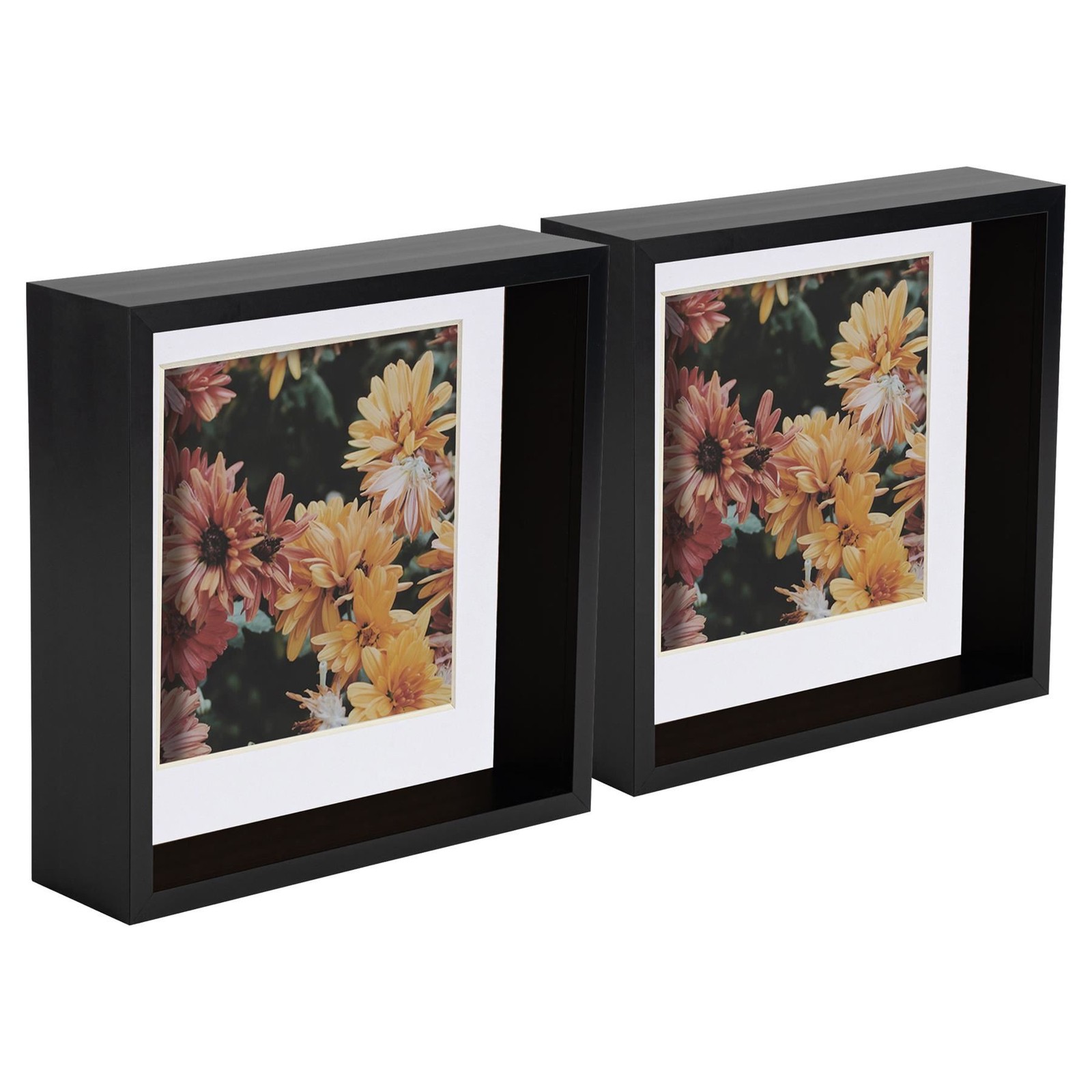 5x 3D Deep Box Photo Frames Display 8 x 8" with 6 x 6" Mount Black/White