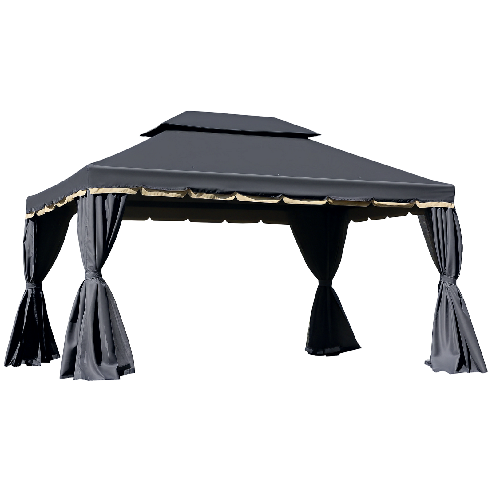Outsunny 3x4m 2-Tier Gazebo Aluminium Garden Marquee Party Tent Black