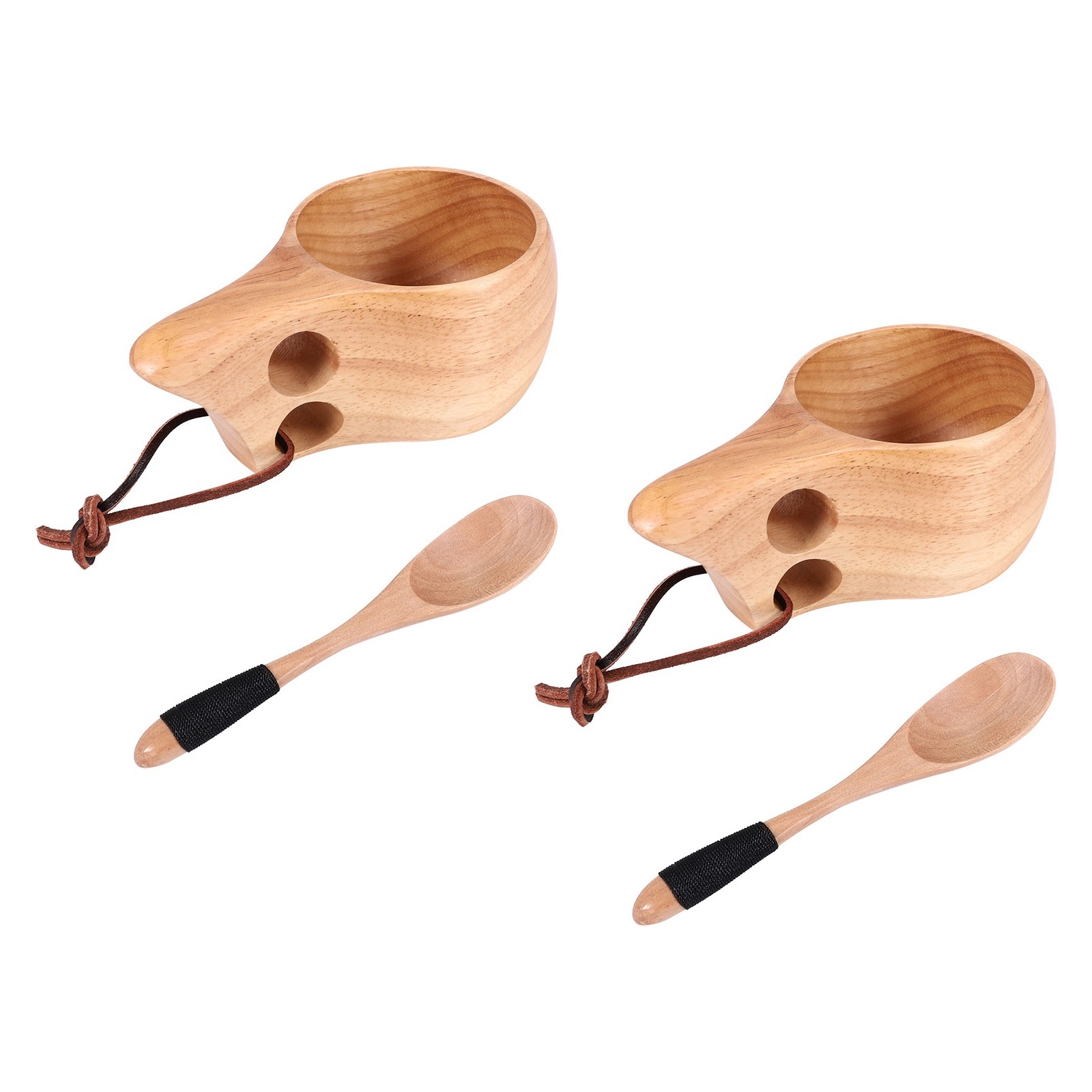 2Pack Nordic Wooden Cup Kuksa Cup Portable Outdoor Camping Drinking Mug8366