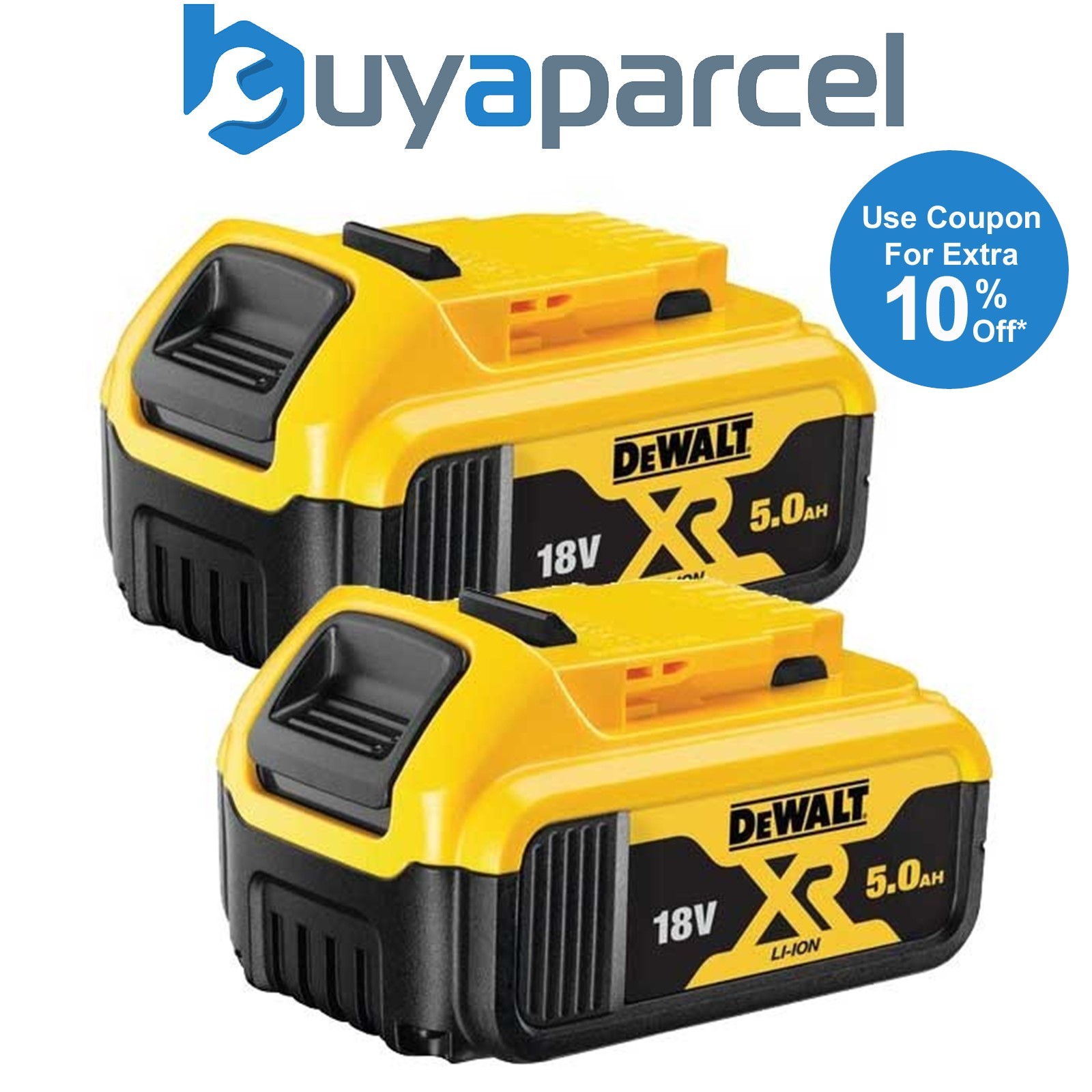 Dewalt DCB184 5.0ah 18v XR Lithium Ion Li-Ion Battery Twin Pack - LED Indicator