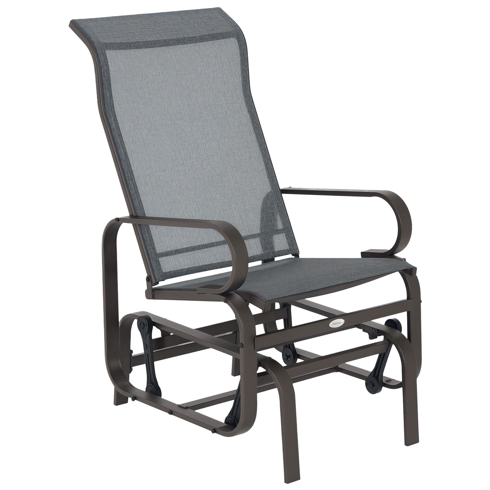 Outsunny Outdoor Gliding Rocking Chair w/ Metal Frame for Patio, Garden, Grey