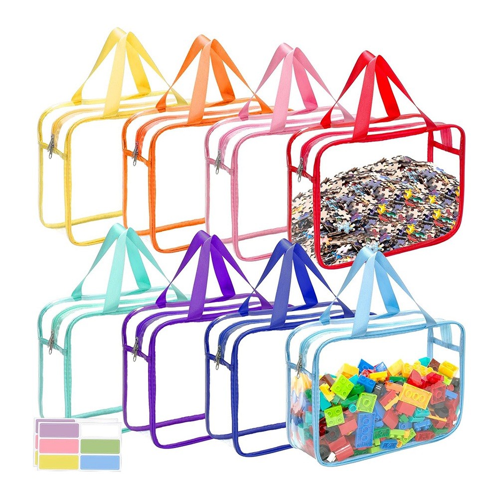8 Packs Toy Storage Bags with Zipper, Clear PVC Toy Organizers Bags for6802