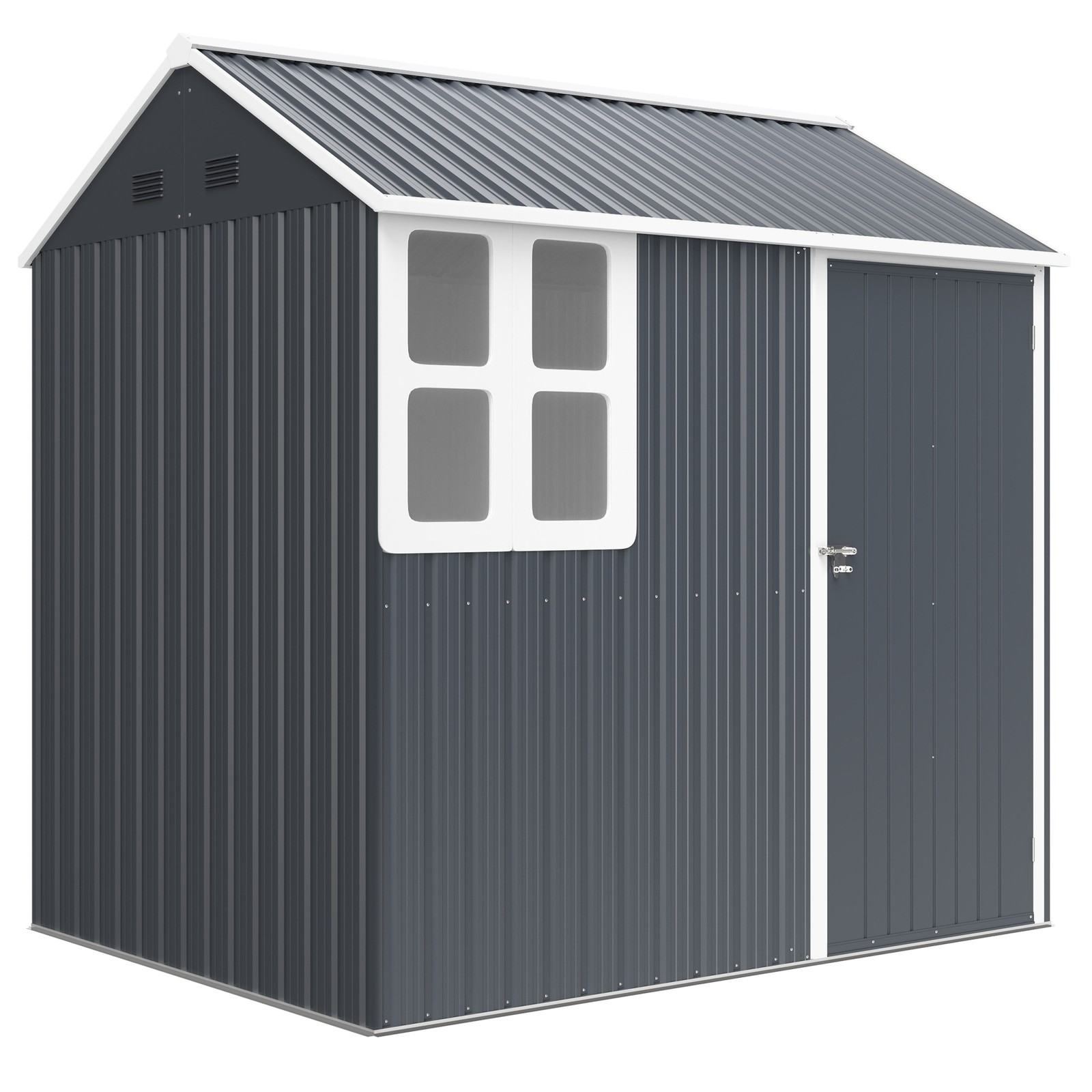 Outsunny 7 x 6 ft Metal Garden Shed Outdoor Storage Shed w/ Door, Dark Grey