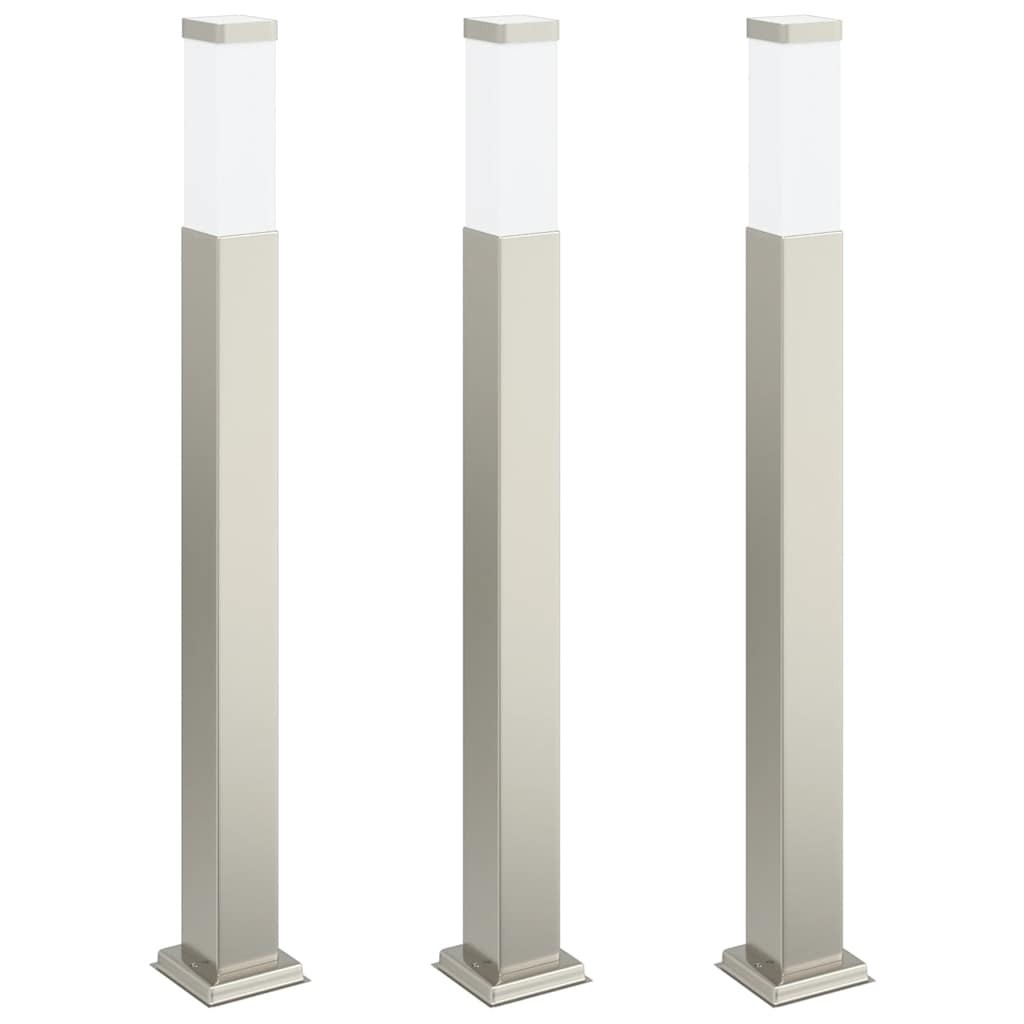 Bollard Lights 3pcs 80cm Stainless Steel Silver IP44 Outdoor Garden vidaXL