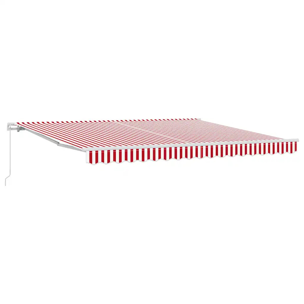 vidaXL Retractable Awning Manual Red and White 400 x 300 cm, Garden Awning, Mode