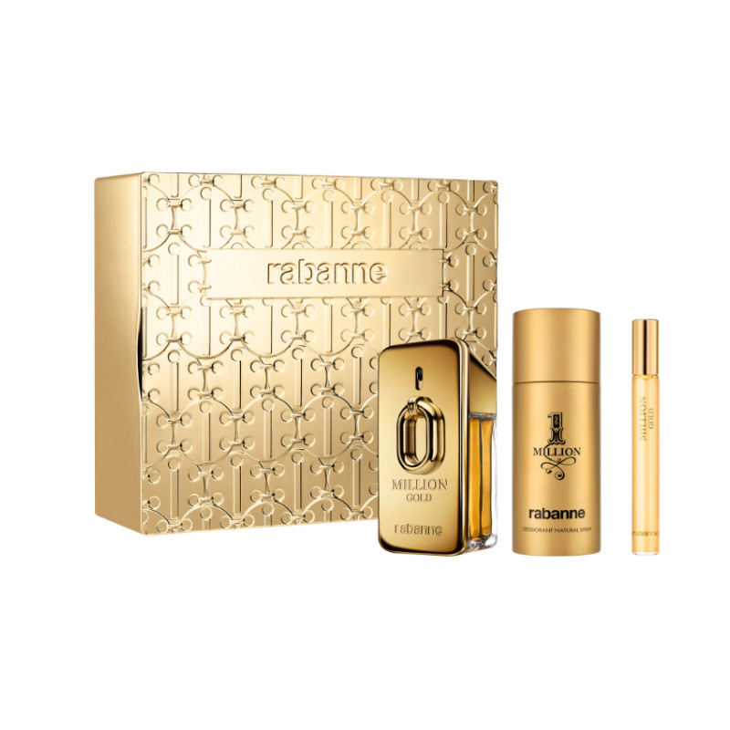 Paco Rabanne Million Gold 50ml Eau De Parfum Gift Set 150ml Deodorant Spray 10ml