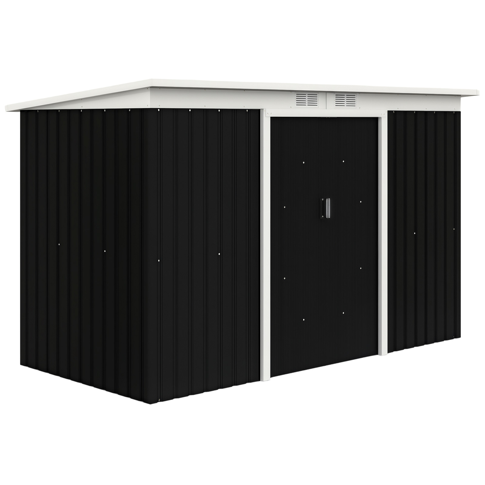 Outsunny 9 x 4FT Metal Garden Storage Shed w/ 2 Door, Dark Grey