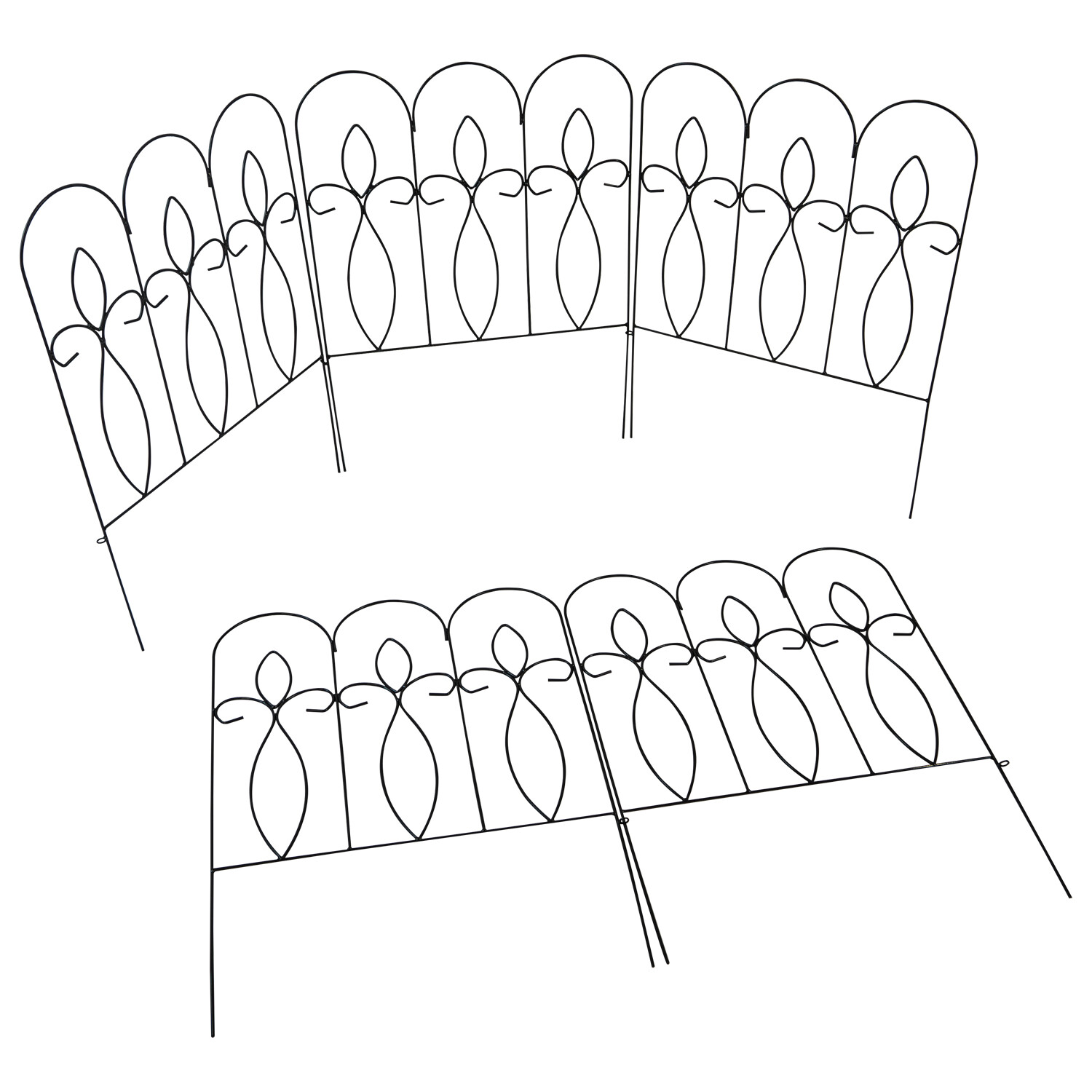 Woodside 3m Felbrigg Metal Garden Border Edging, Outdoor Lawn Fencing, Pack of 5