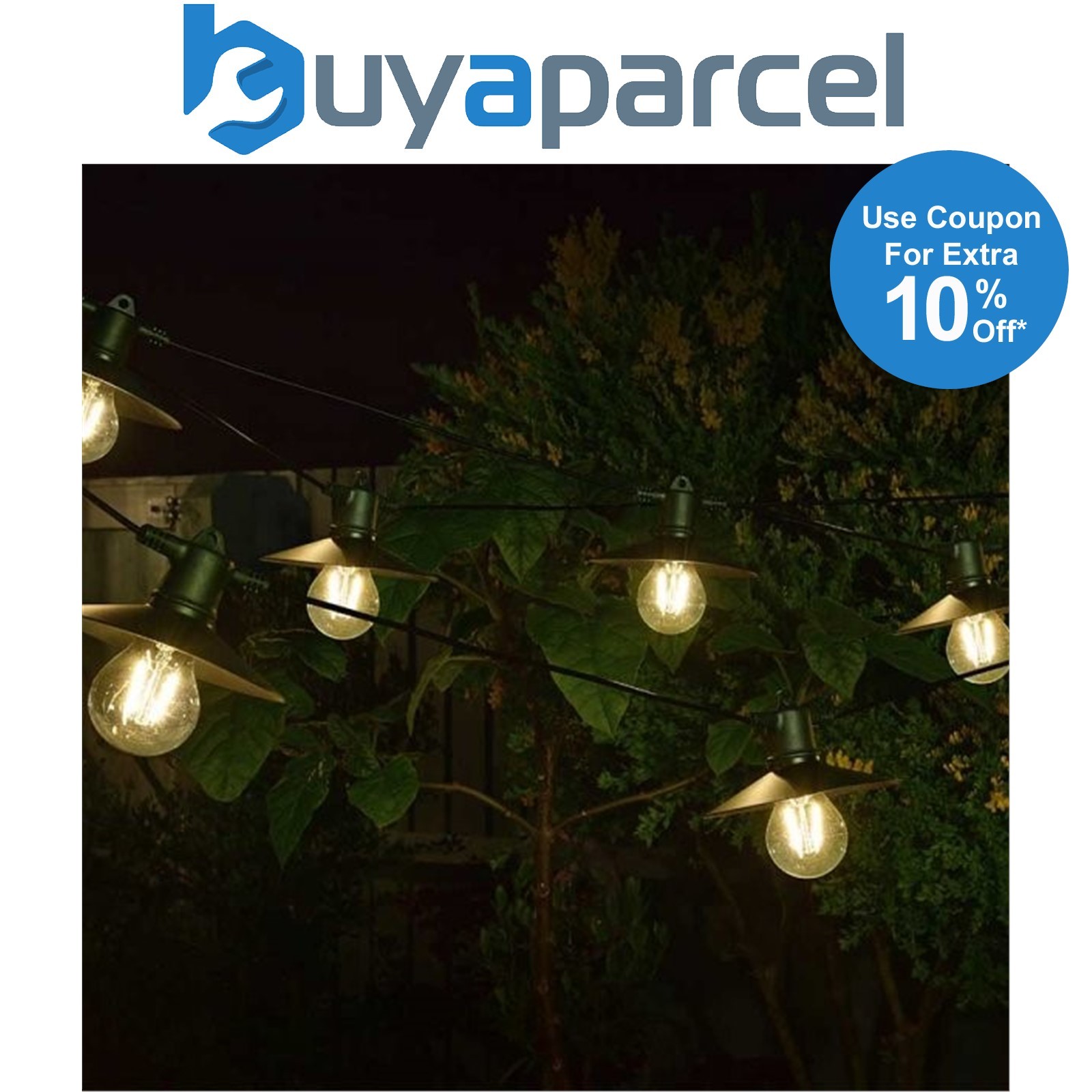 Smart Garden 8 Solar Vivo 365 String Lights Black Saucer Filament Bulb Bright