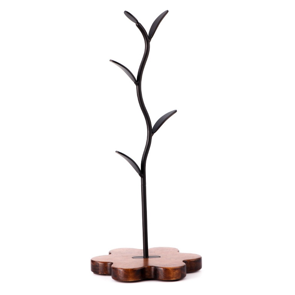 Coffee Mug Holder Leaf Shaped with Wooden Base Kitchen Organizer Y7L62965