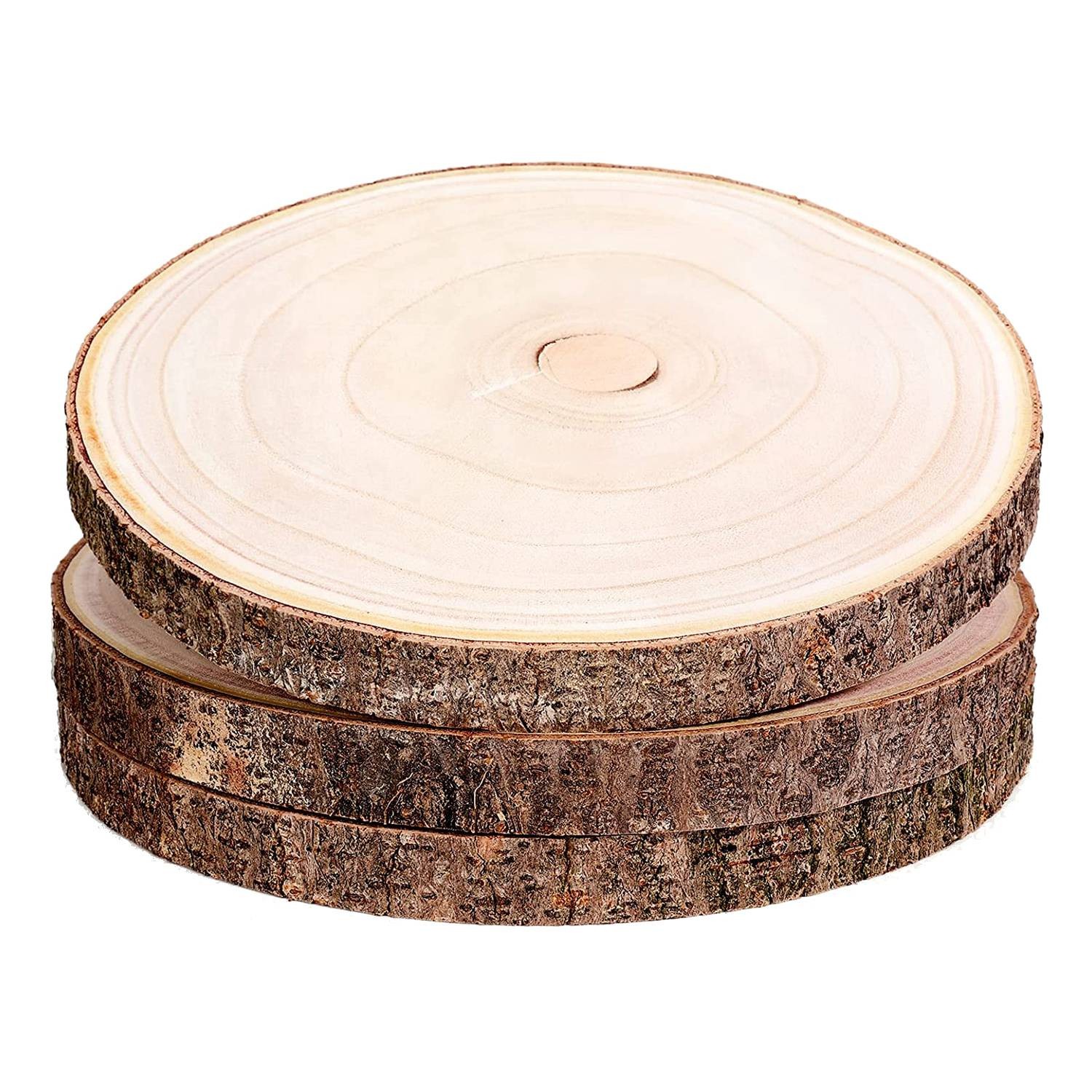 3 Pcs 10-12 Inch Wood Slices for Centerpieces, Wood Rounds for Wedding7821