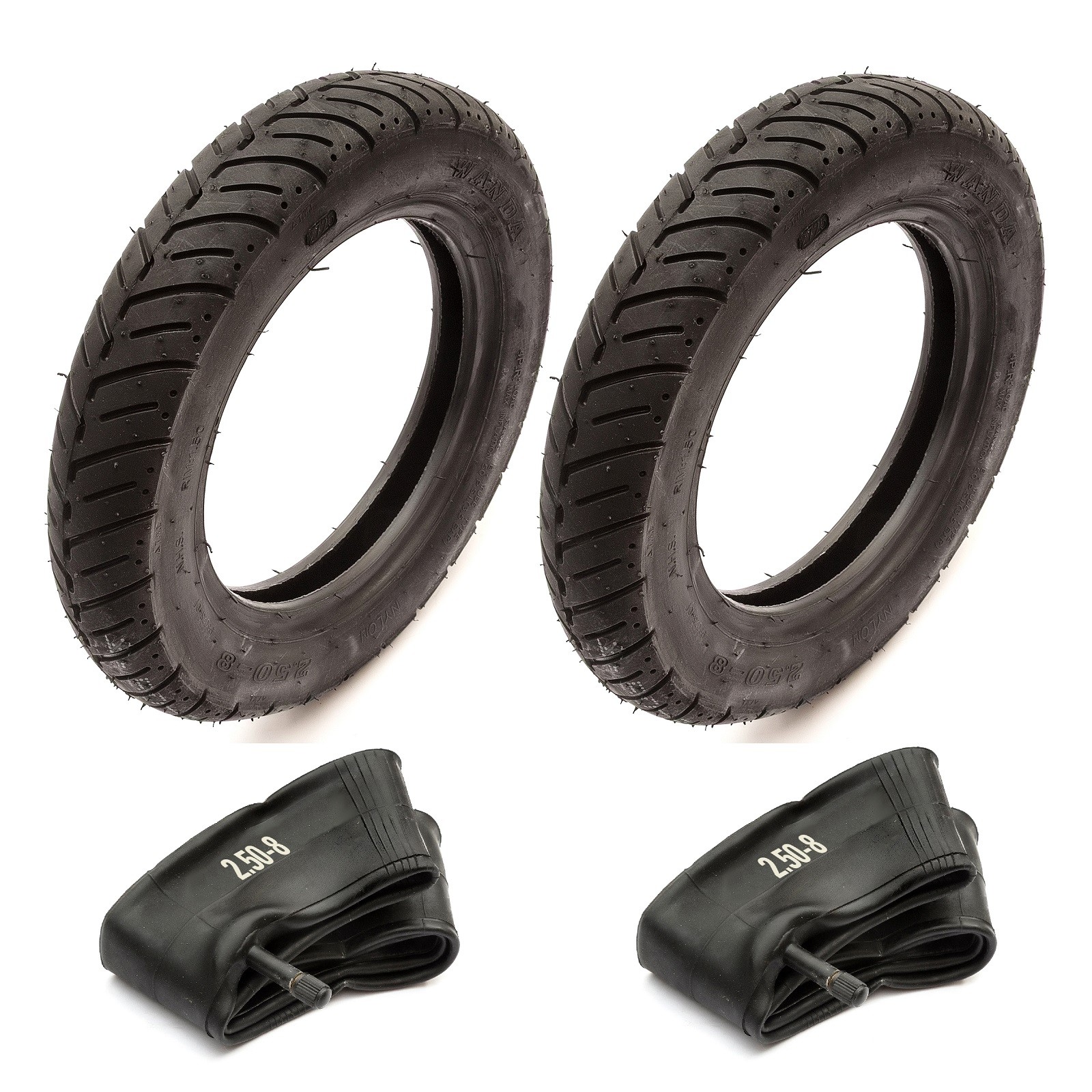 2x Tyre & Tube 2.50-8 Road Tread 4 Ply 8 Inch Wheel Mobility Scooter Power Chair