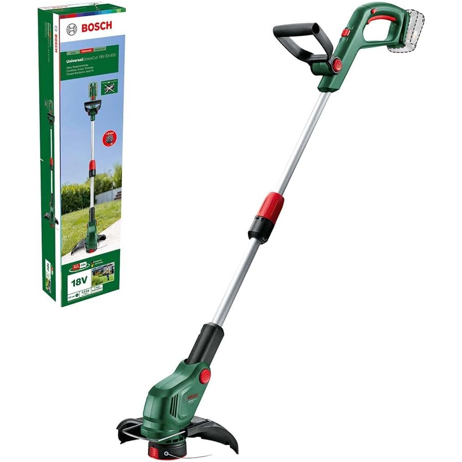 Bosch Cordless Grass Trimmer 18V-23-450 – 230mm Cut, No Battery, Telescopic