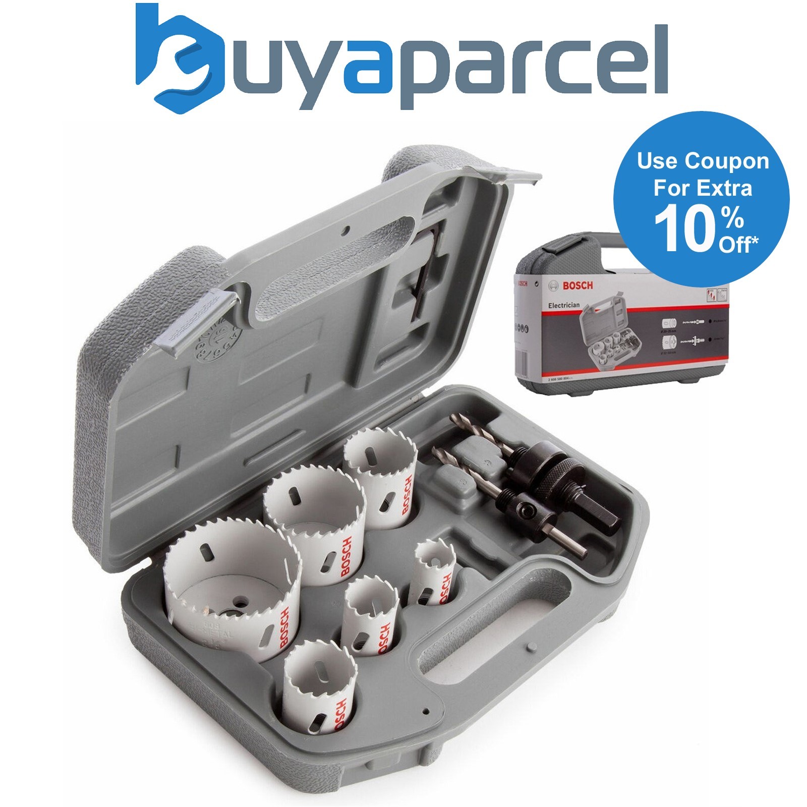 Bosch 9 Piece HSS Bimetal Electricians Holesaw Set - 20mm - 64mm & HSS Pilot