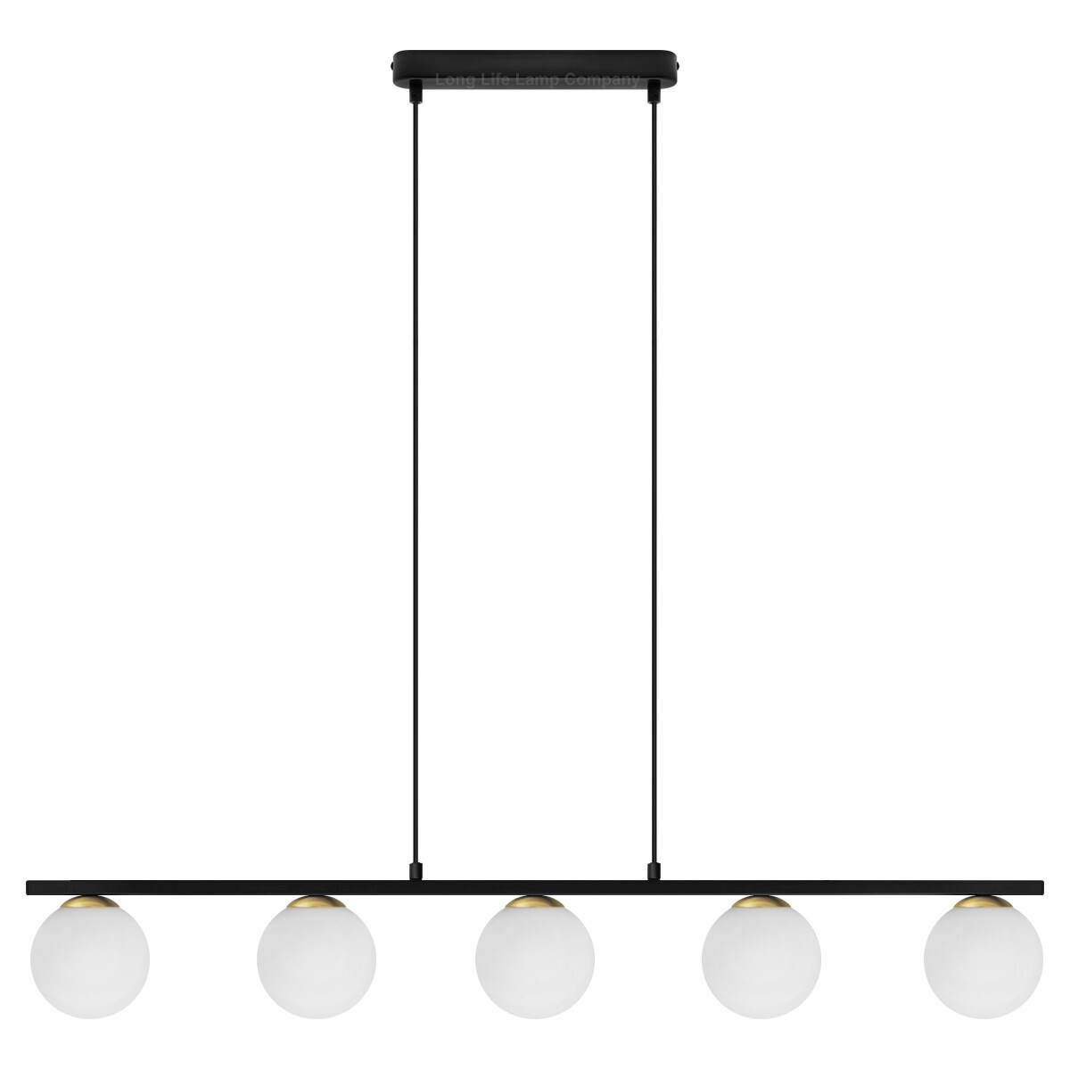 Modern Black Ceiling Pendant Light 5 Frosted Glass Globe Shades H3086