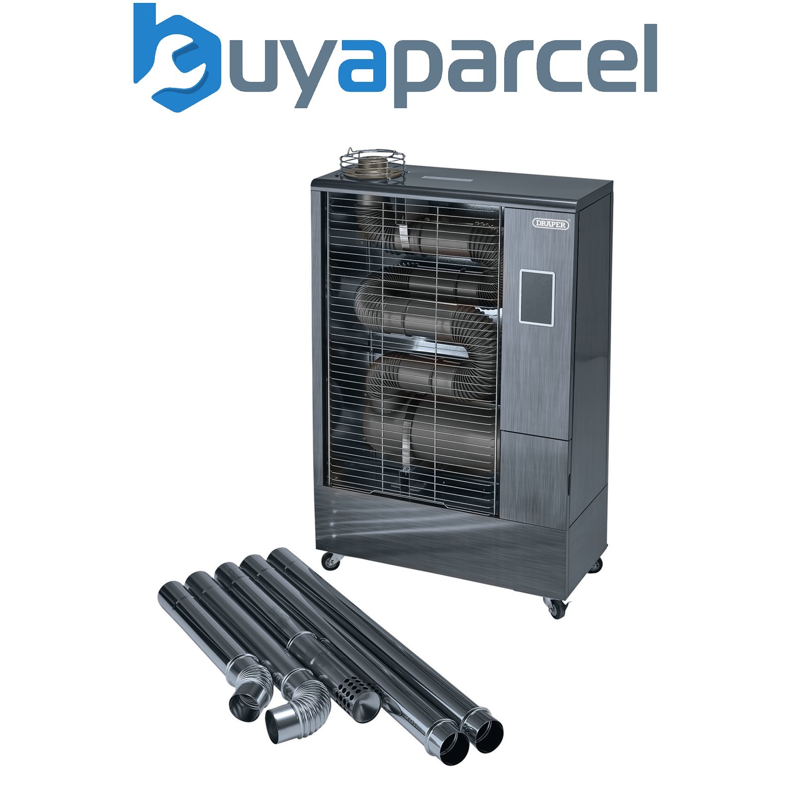 Draper 18037 230V Far Infrared Diesel Heater with Flue Kit, 40,000 BTU/11.6kW