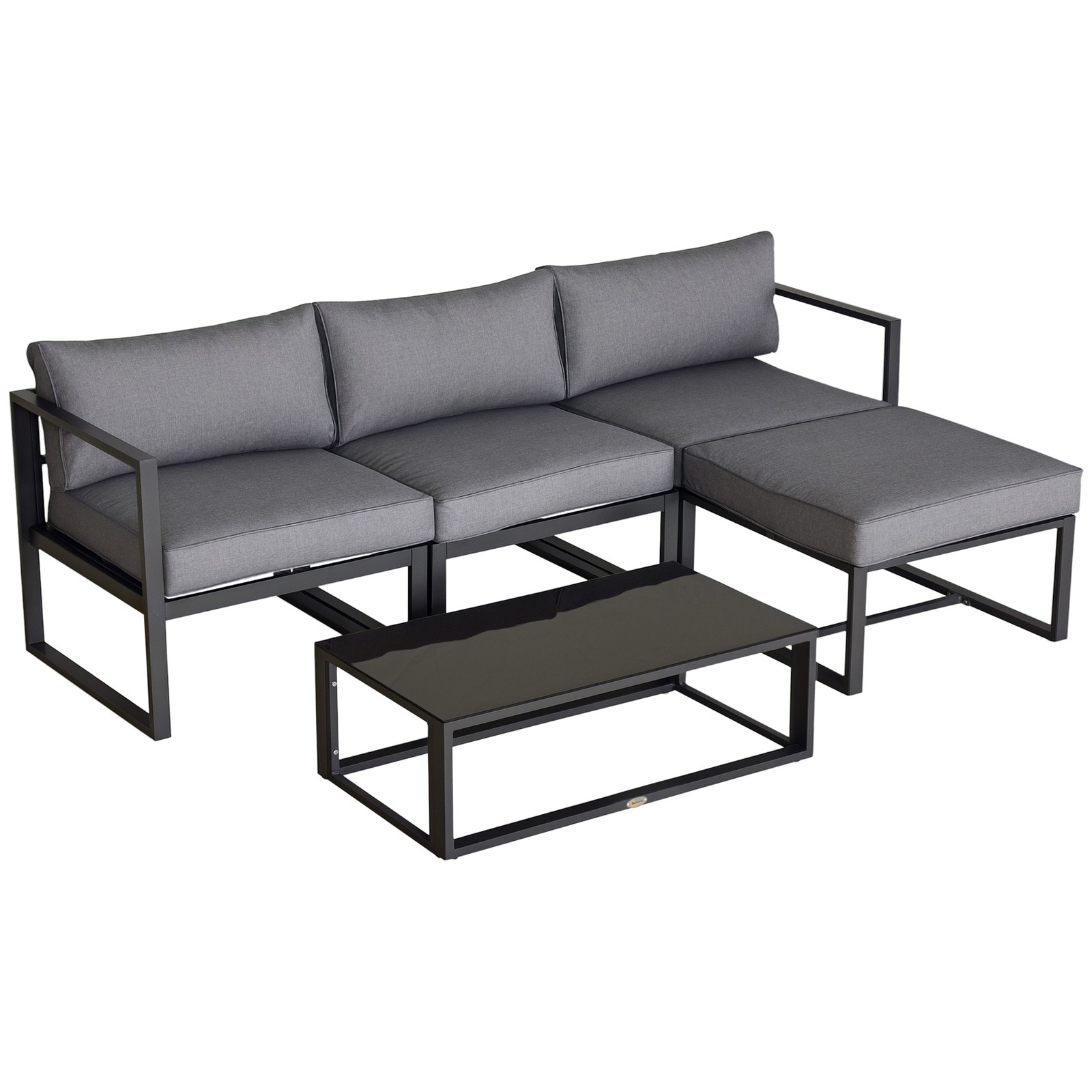 Outsunny 5-Piece Outdoor Patio Set Padded Cushion Coffee Table Aluminum Tube