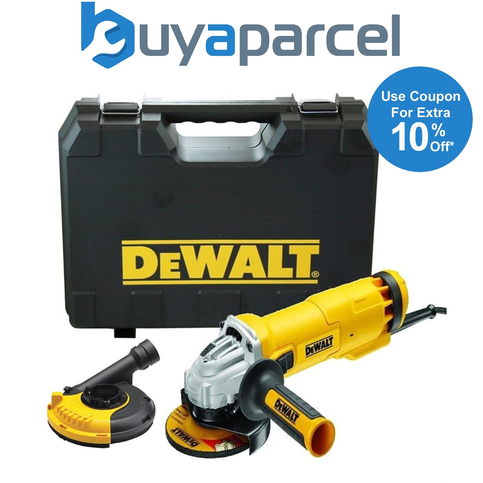 Dewalt DWE4206K 240v Corded 1000w Angle Grinder in Kit Box 115mm + Dust Guard