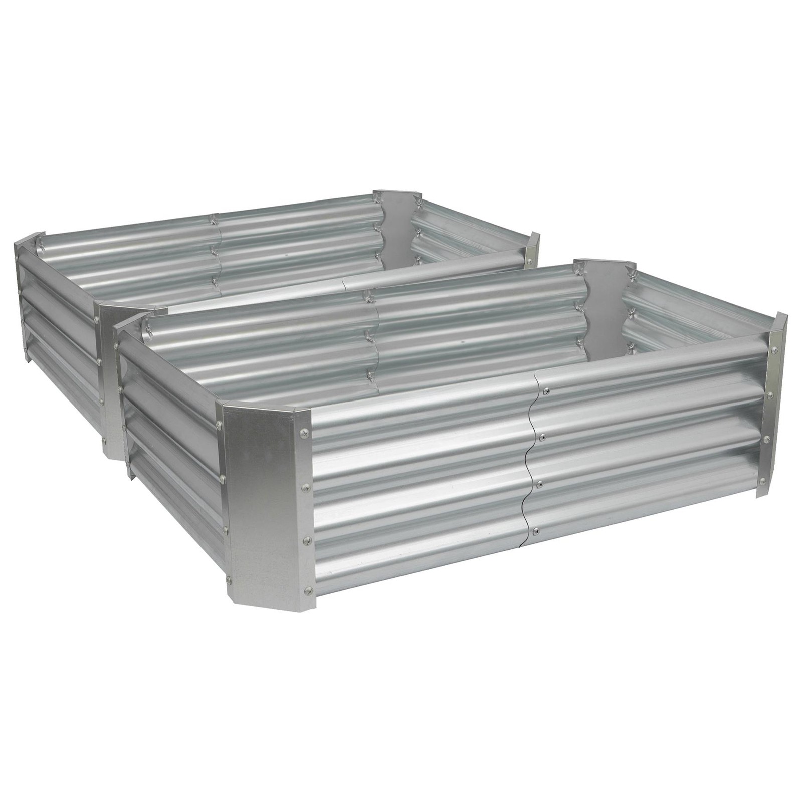2x Silver 120cm x 60cm Rectangle Galvanised Steel Raised Garden Beds Planter Box