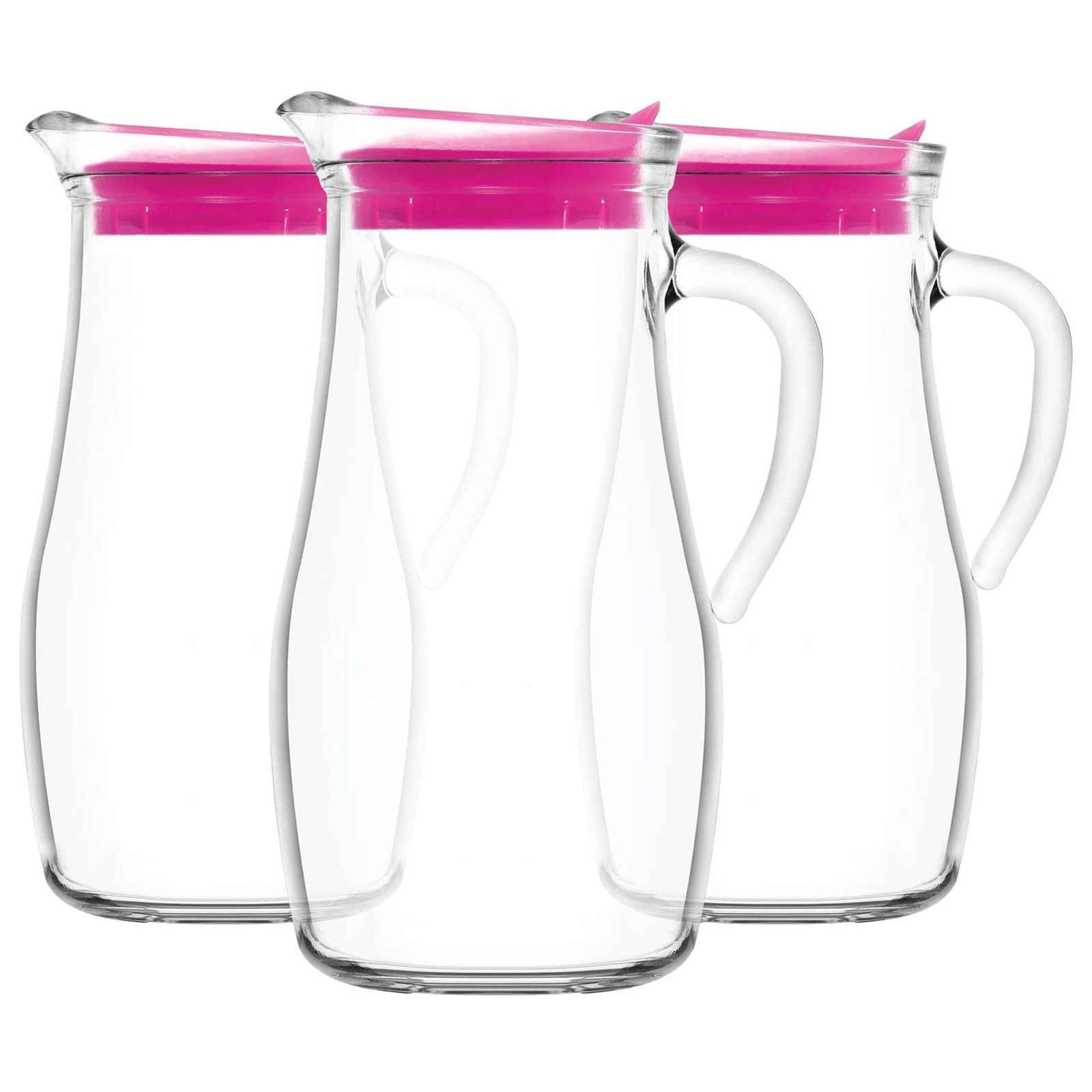 3x LAV 1.8L Misket Glass Water Jugs with Silicone Lid Juice Milk Drinks Carafe
