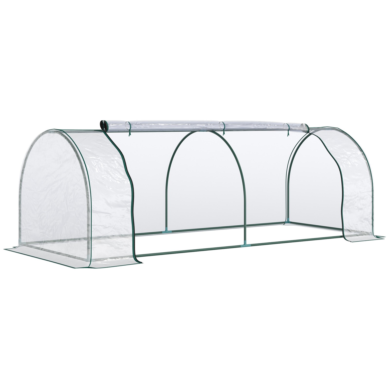 Outsunny Tunnel Greenhouse Grow House Steel Frame PVC Transparent 250x100x80 cm