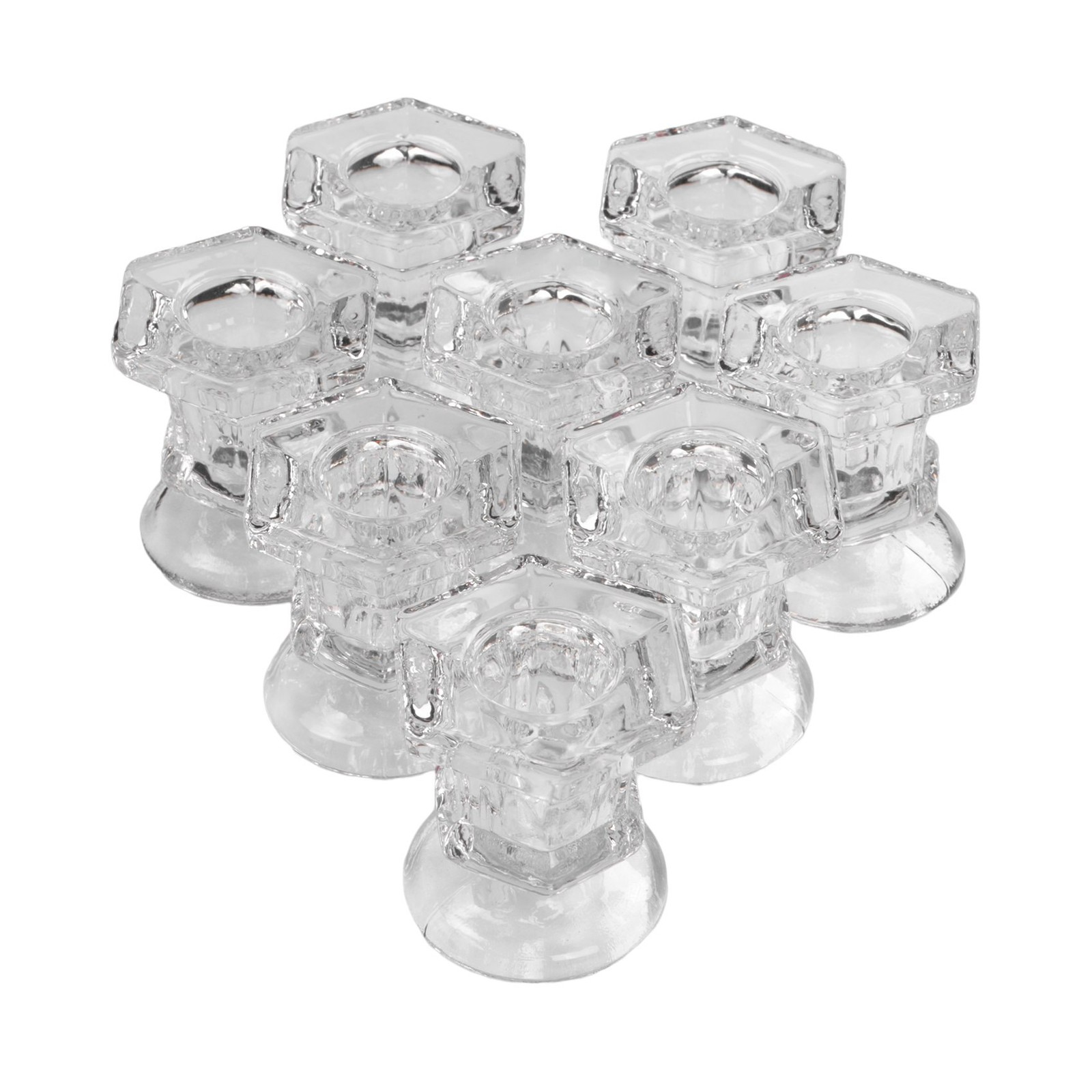 8Pcs Glass Candle Holders Wedding Candlestick Fine Transparent Crystal9883