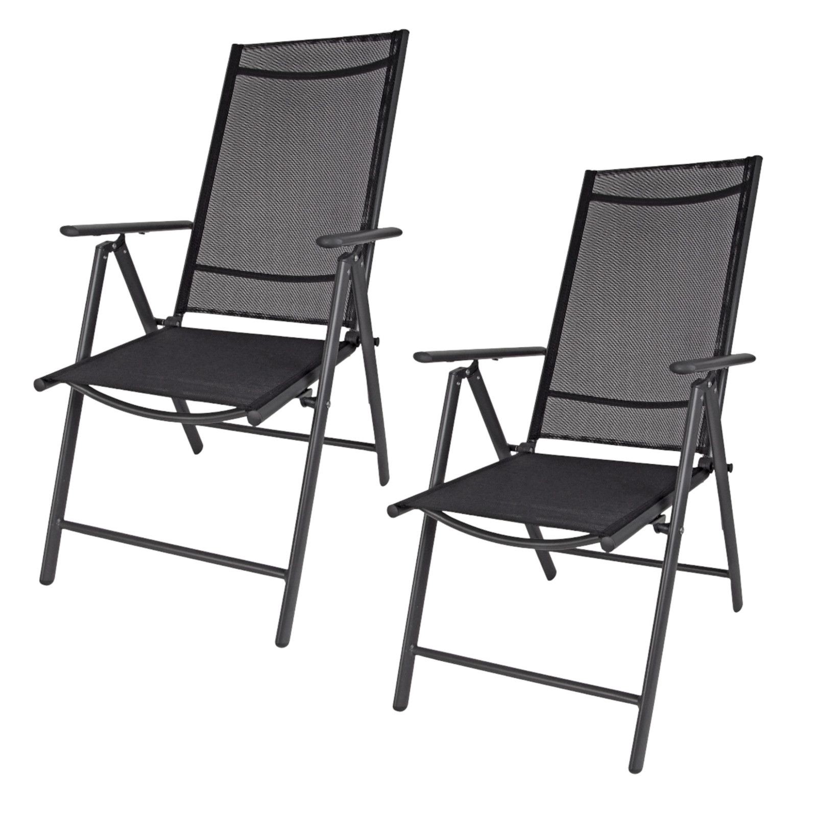 2X Folding Chair 7-Position Adjustable Anthracite Garden Chair Recliner