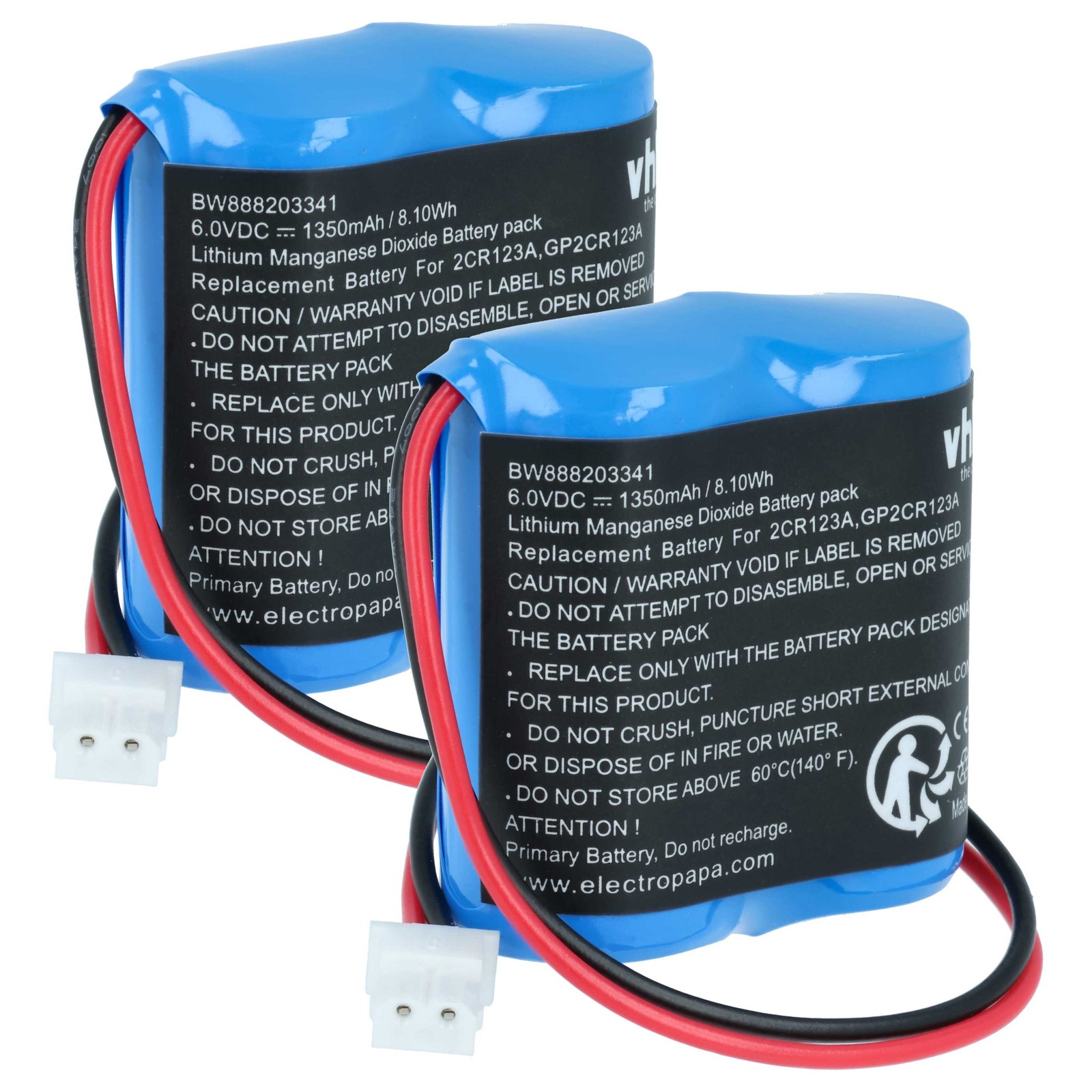 2x Battery for Visonic OSA363 1350mAh