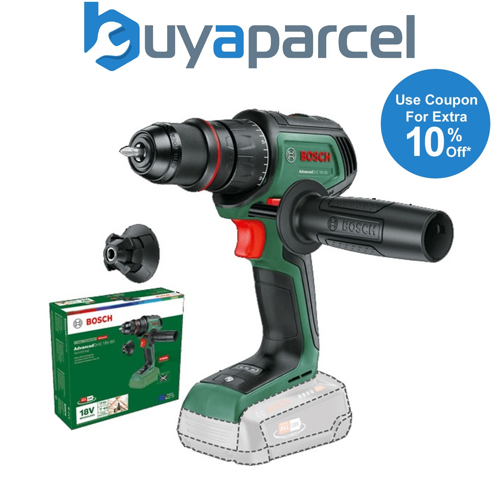 Bosch Cordless 18v Drill Driver AdvancedDrill 18V-80 QuickSnap BL 06039E2000