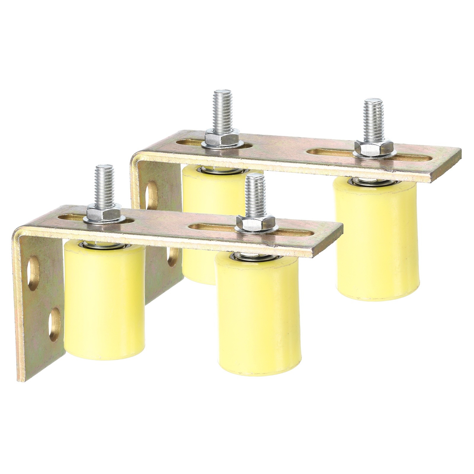 2Set Slide Gate Guide Roller, 1-5/8"x2-3/8" Nylon Gate Support & Bracket, Yellow
