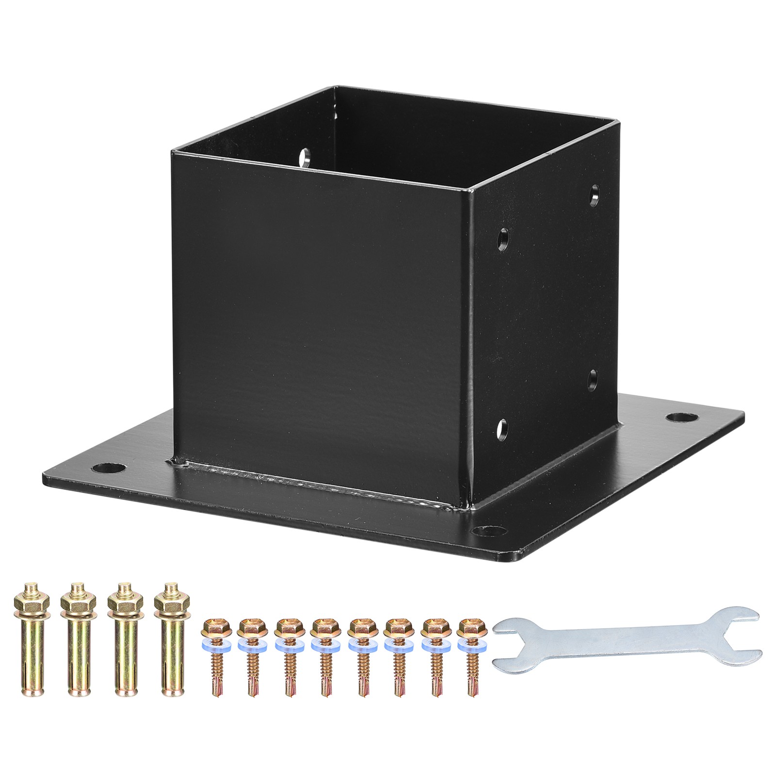 4x4" Metal Deck Base Support Square Post Bracket Deck Railing Base