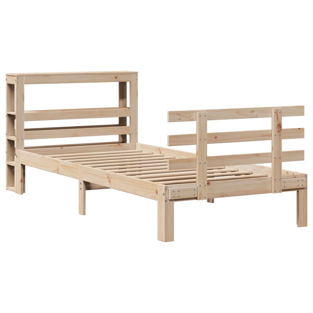 Bed Frame with Headboard Base Bedstead 100x200 cm Solid Wood Pine vidaXL