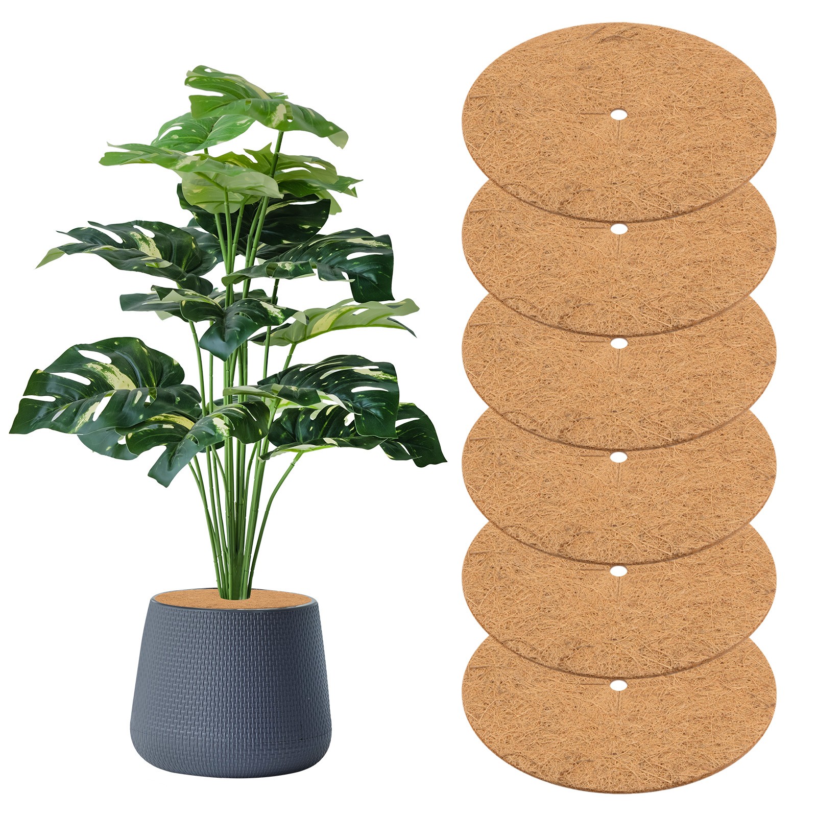 6-Pack 17.7 Inch Coconut Fibers Mulch Ring Tree Protector Mat [Coconut Brown]