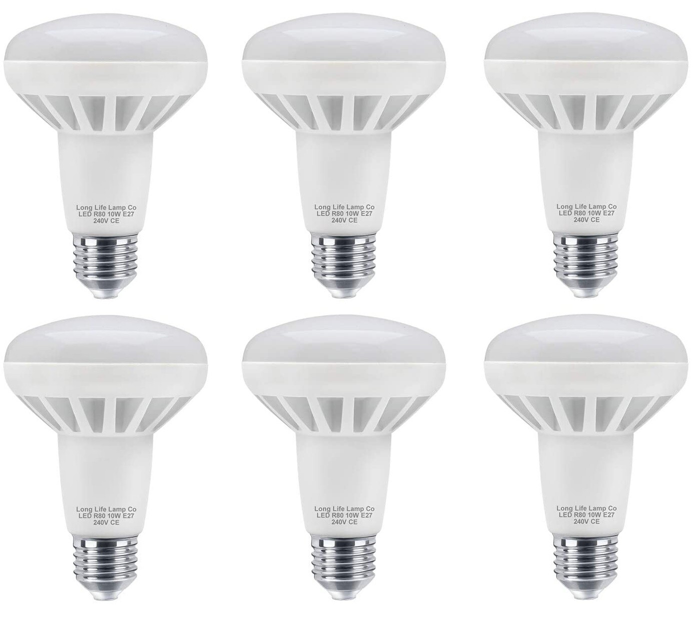 6 x 10W R80 LED E27 Replacement for Reflector R80 Light Bulb warm white £26.99