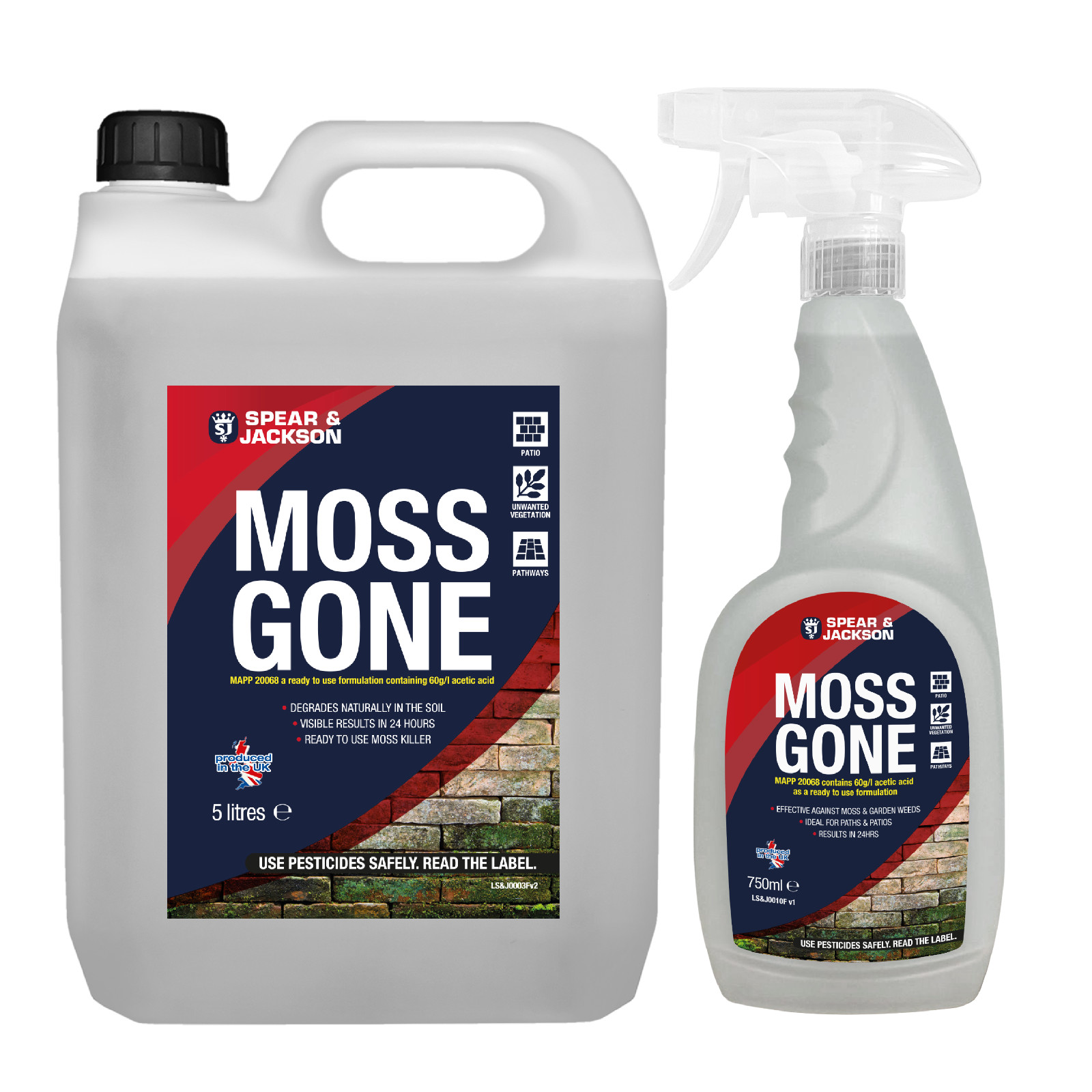 Moss killer Moss Gone 5 L and 750 ml Spray, Fast Acting Spear & Jackson