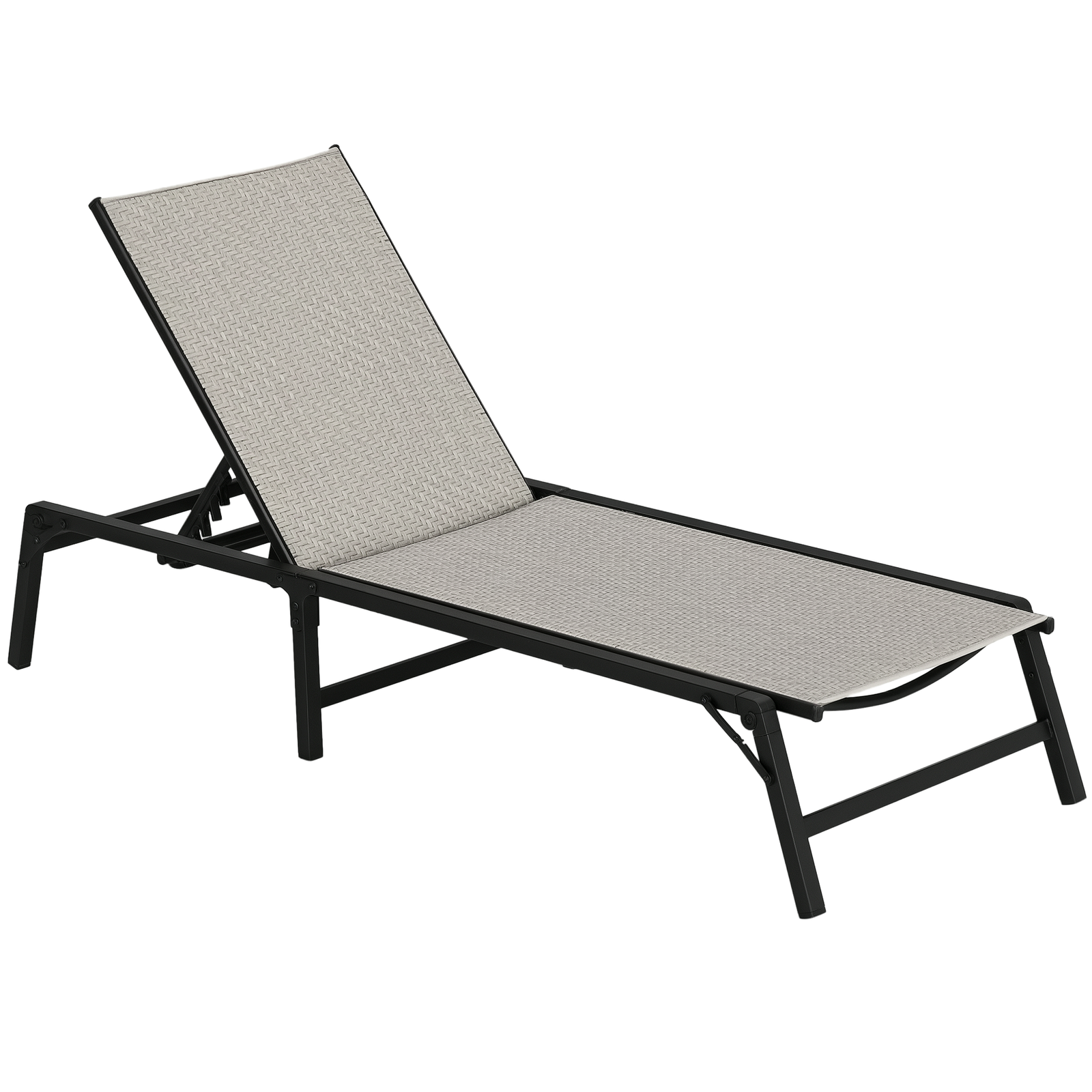 Outsunny Foldable PE Rattan Sun Lounger w/ 5-Level Adjustable Backrest Mix Grey