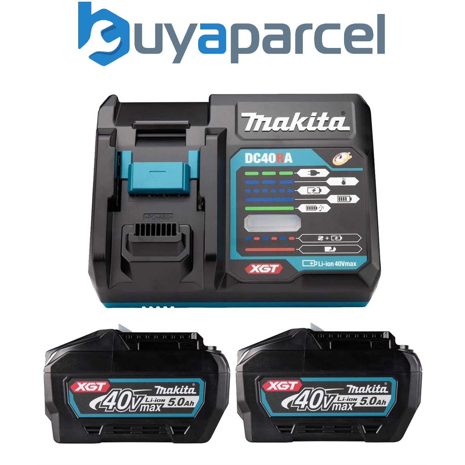 Makita BL4050F X2 40V Max 5Ah XGT Battery + DC40RA Rapid Dual Port Charger