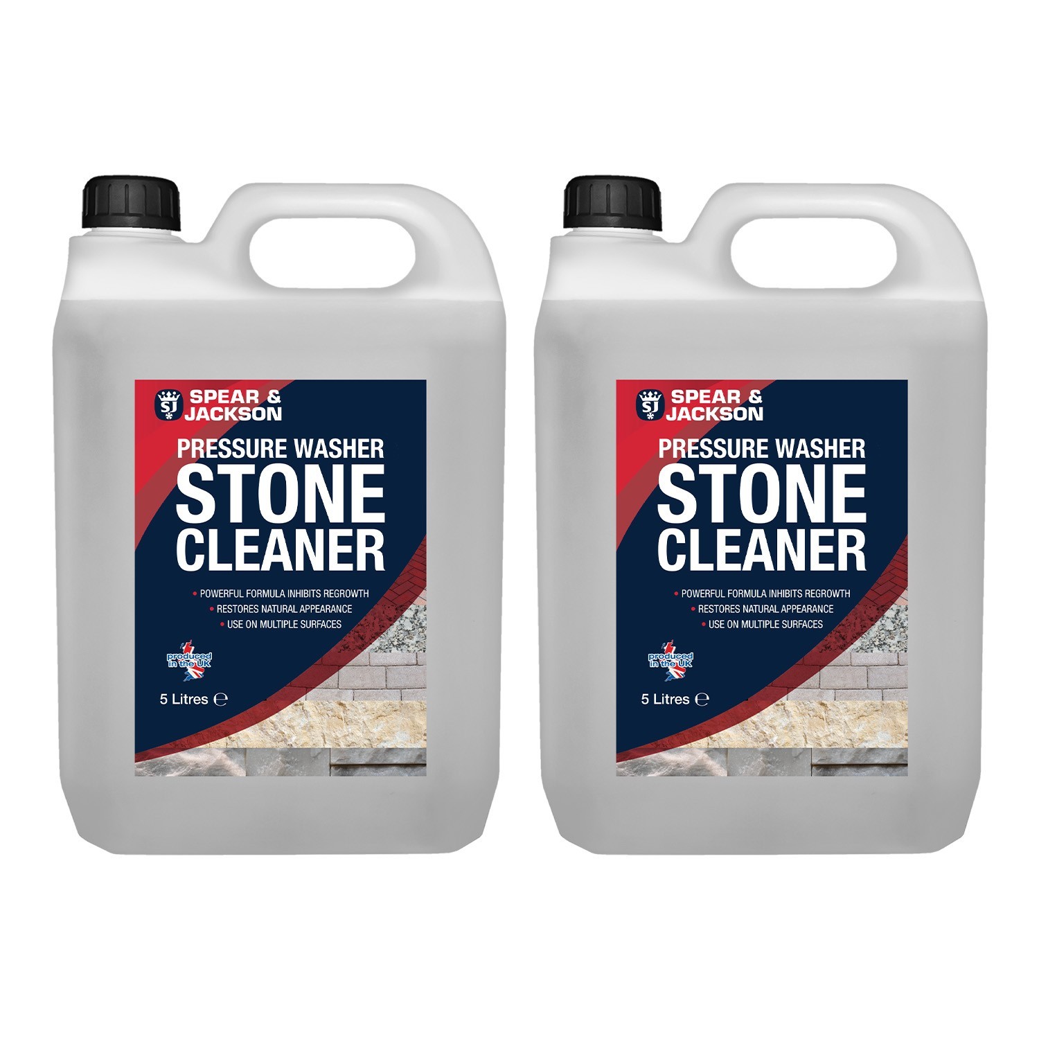 Pressure Washer Stone Cleaner 2 x 5 L Heavy Duty Formula, Spear & Jackson