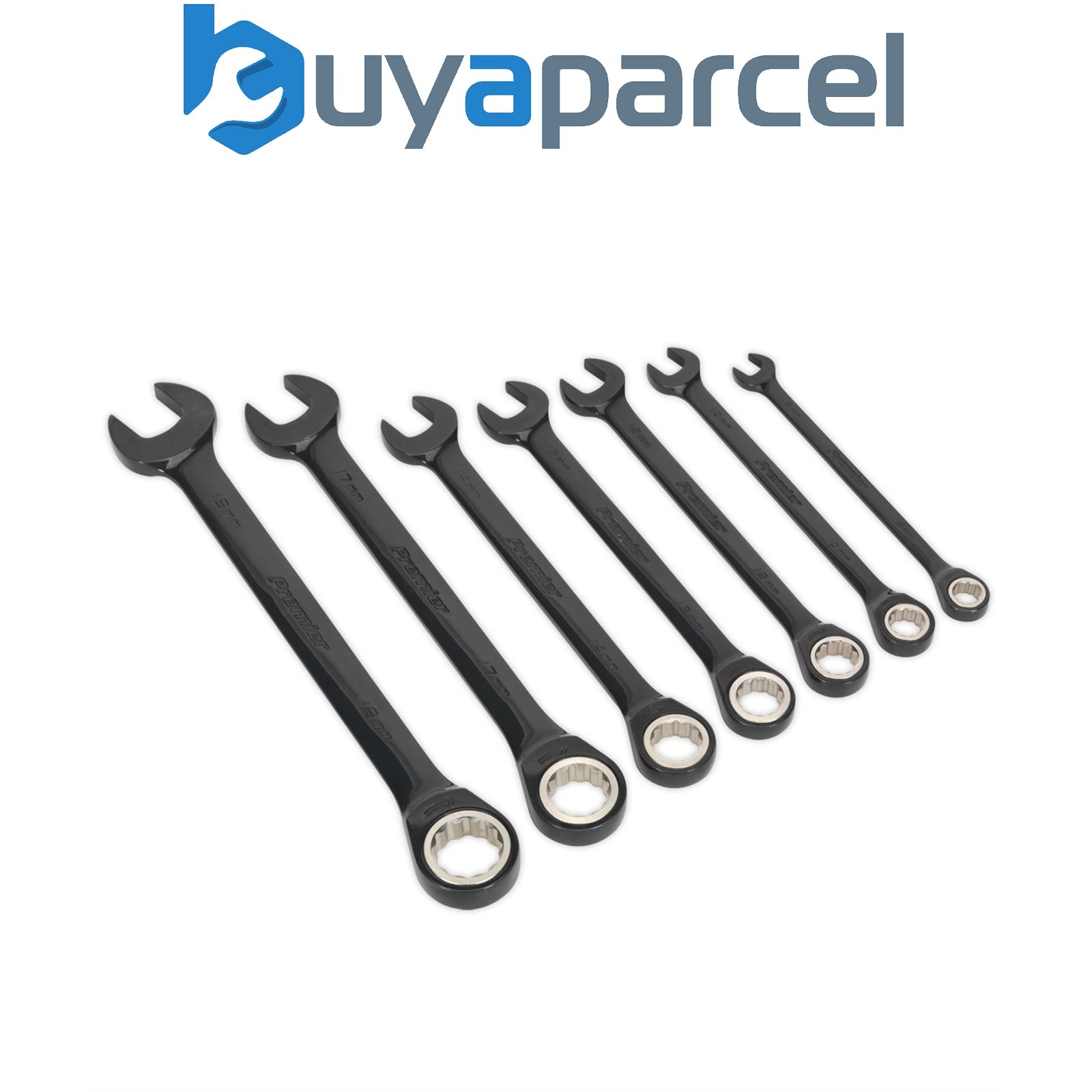 Sealey AK7978 Premier Black Combination Ratchet Spanner Set 7pc