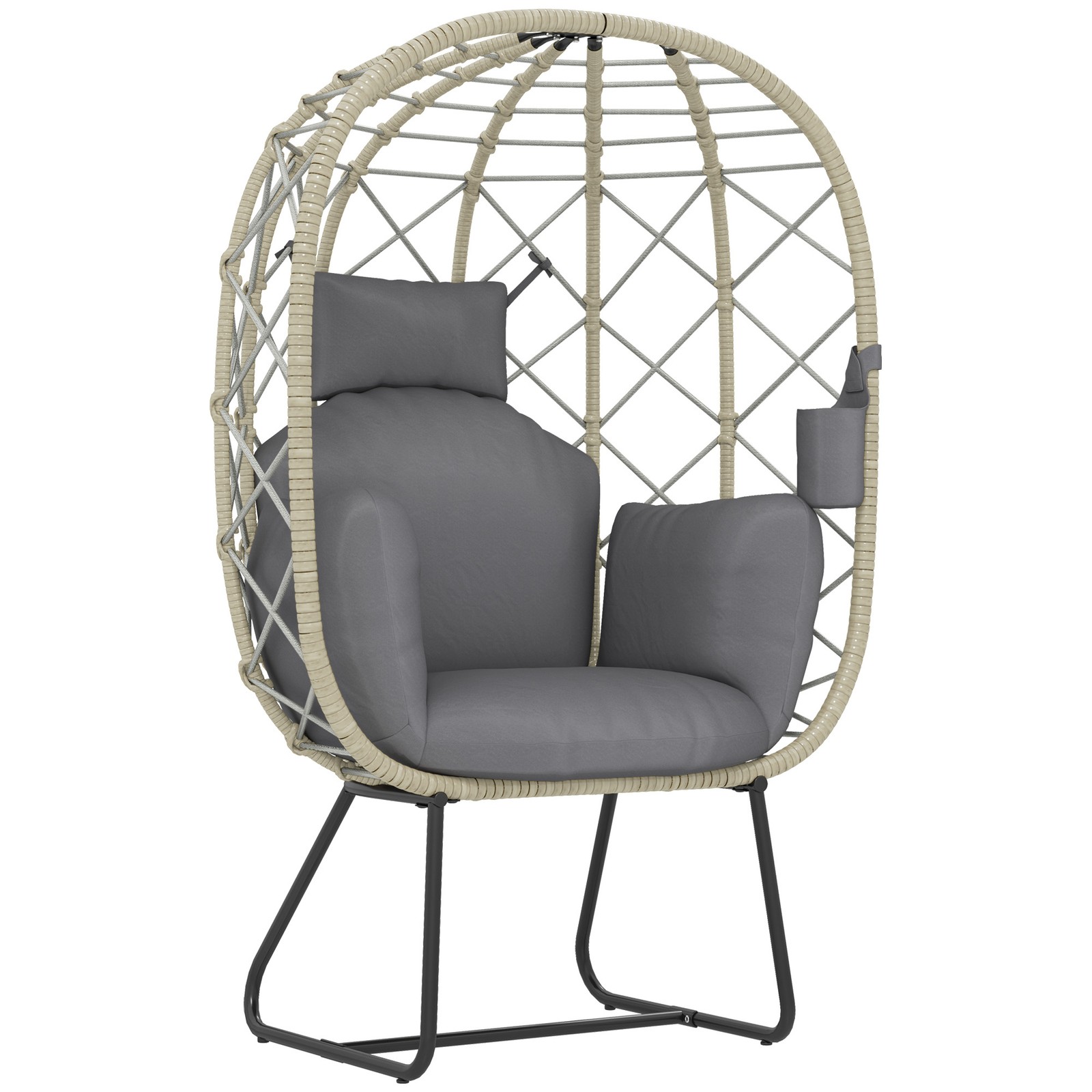 Outsunny Egg Chair with Cushion, Headrest, Grey, Refurbished