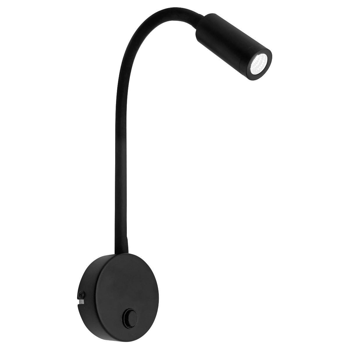 LED 3W Adjustable Black Wall Mounted Reading Light with Flexible Arm 6000K BW04