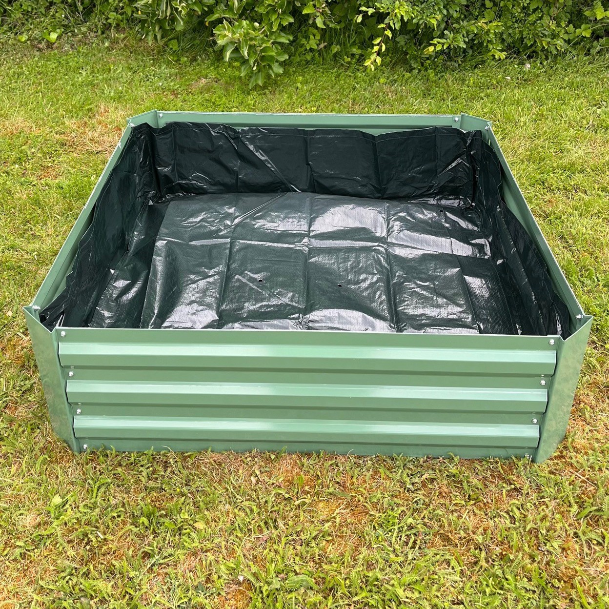 Garden Raised Bed Vegetable Green Metal Herb Planter with Liner 100 x 100 x 30cm