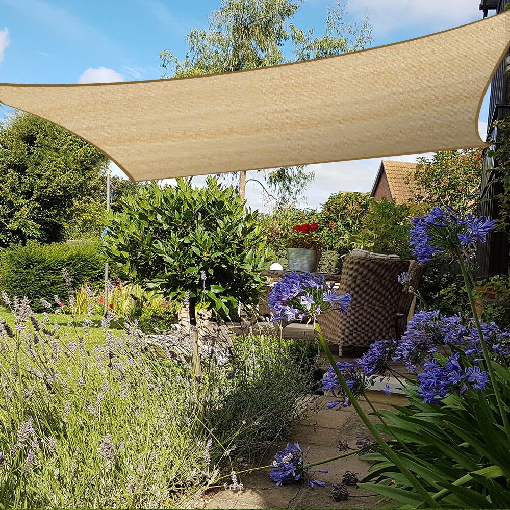 3.6M Square Sun Shade Sail Outdoor Garden Patio Awning Cover UV Block HDPE Sand