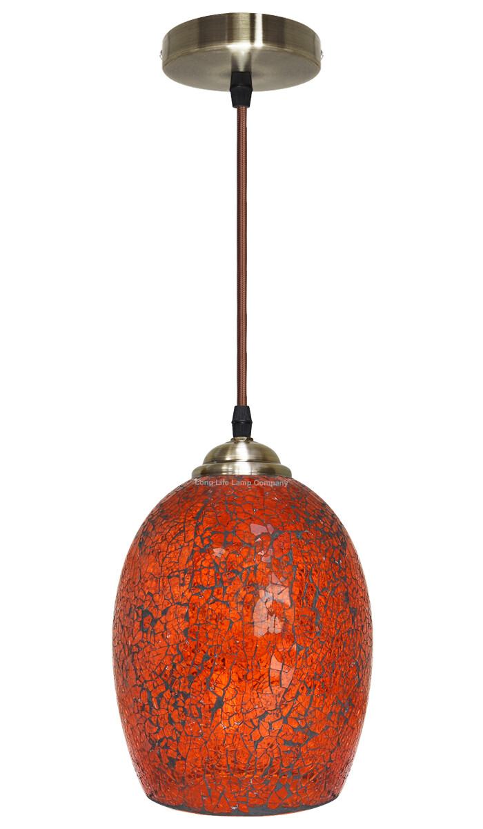 Vintage Glass Ceiling Hanging Pendant Light Shade Amber Mosaic Lighting M0209