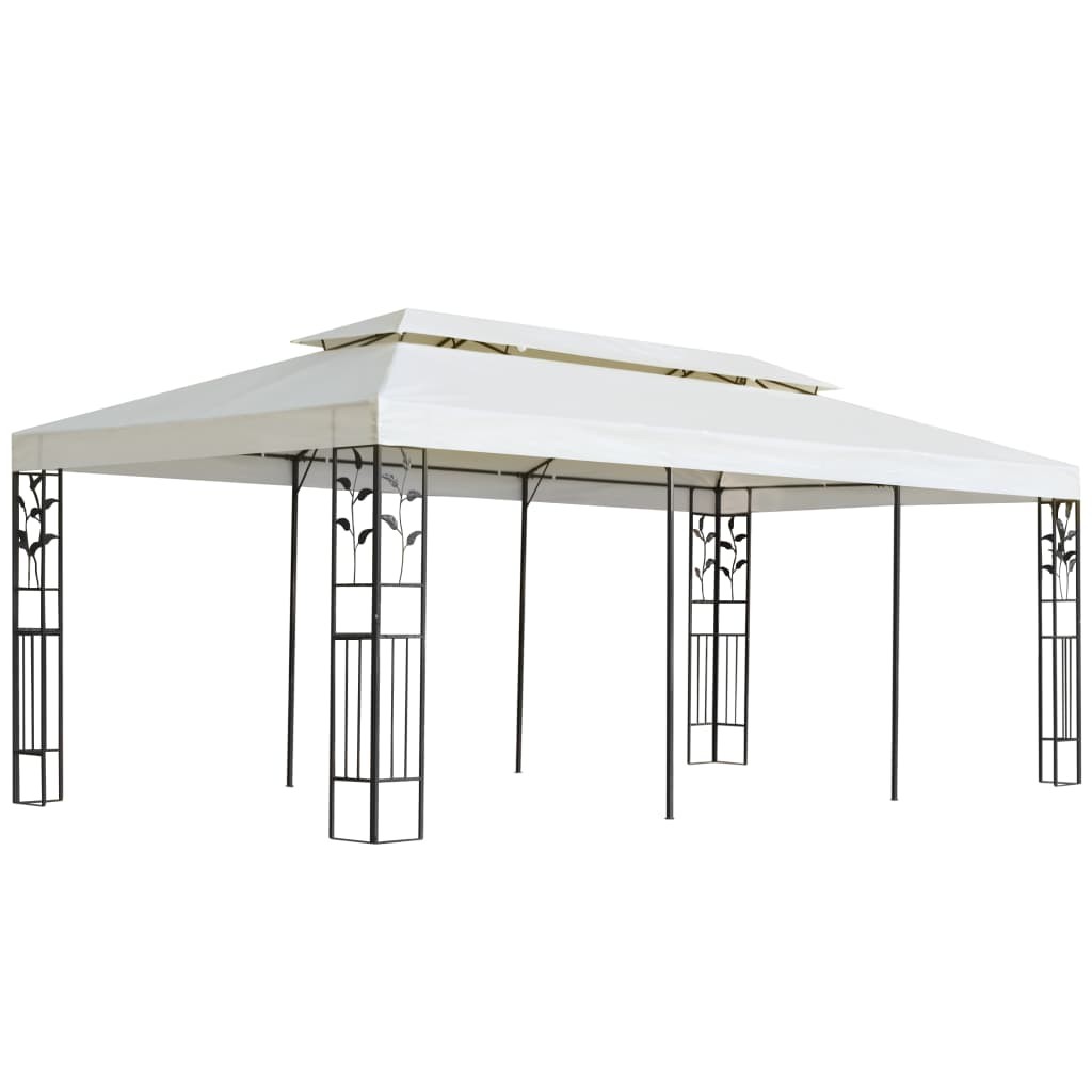 Gazebo with Double Roof Party Tent Pavilion Marquee White 6x3 m Steel vidaXL