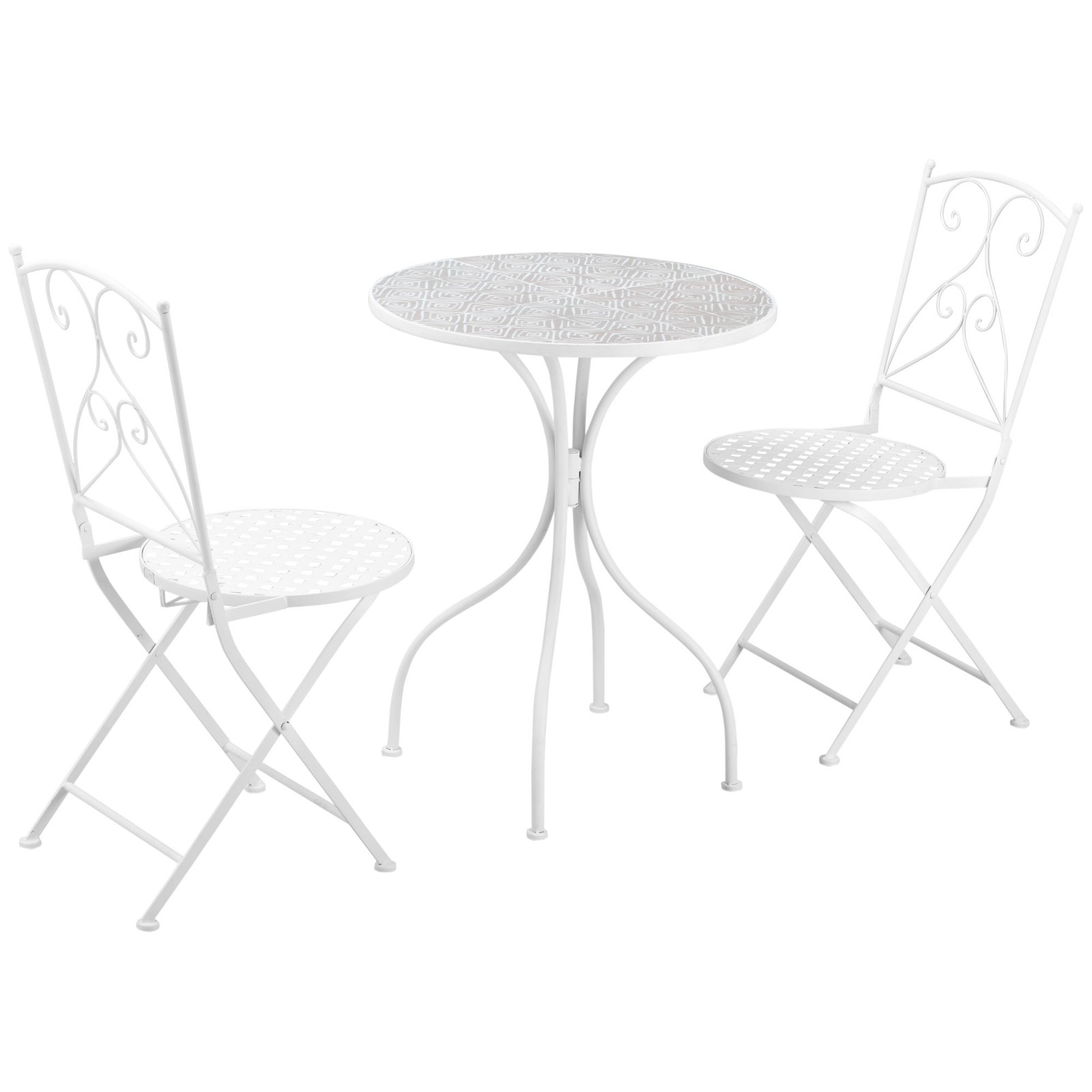 Outsunny 3 Piece Garden Bistro Set w/ Mosaic Top for Patio, Balcony, Poolside