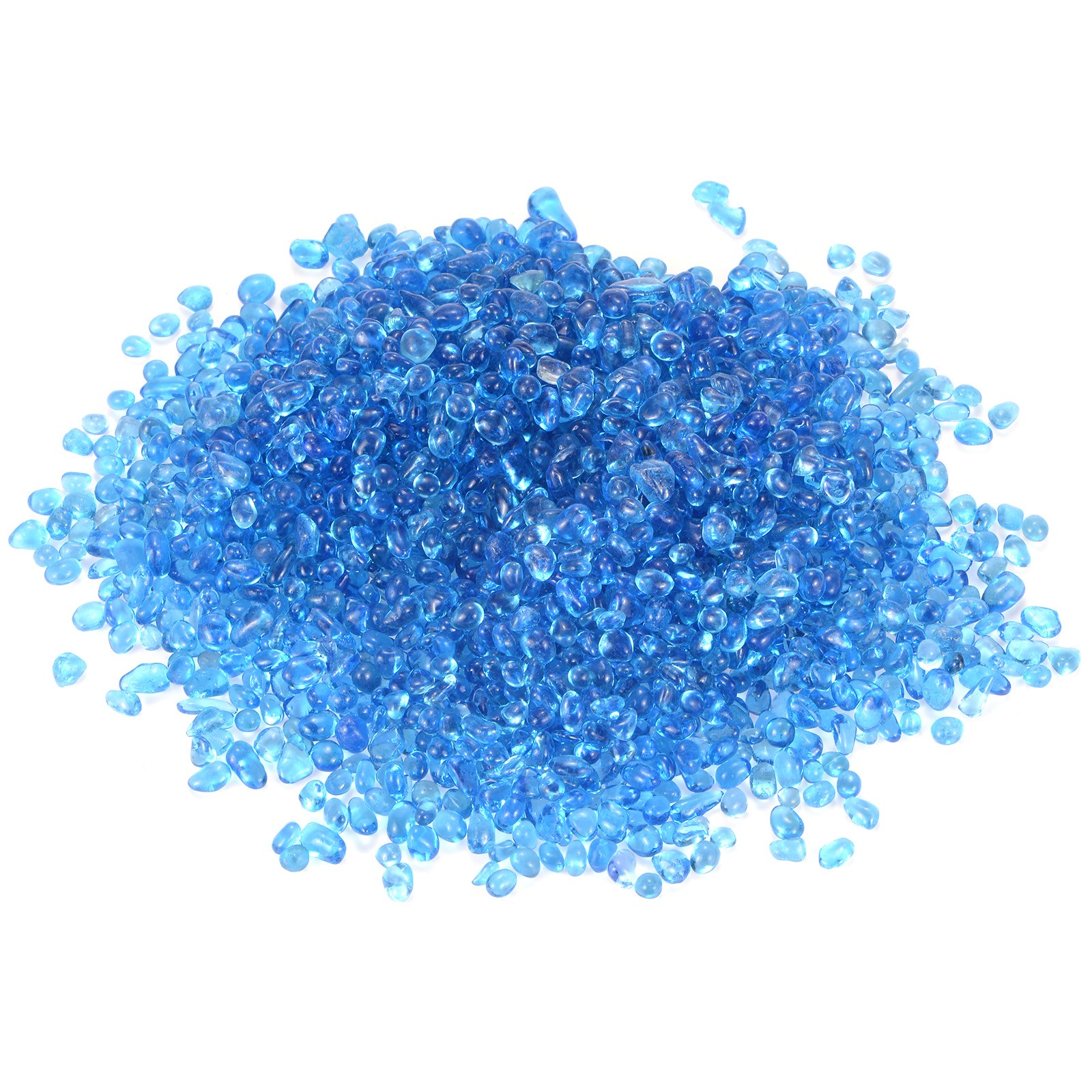 High Luster Round Fire Glass Beads for Vases 3-6mm, 1.21-Pound [Sea blue]