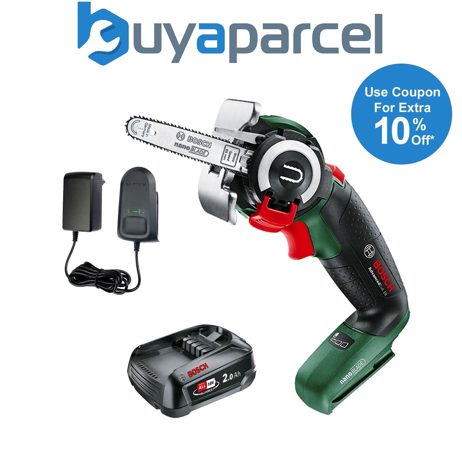 Bosch AdvancedCut 18v LI Cordless NanoBlade Multi Mini Saw Chainsaw 1x2.0AH Batt